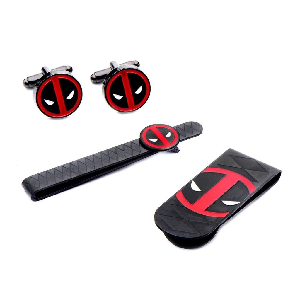 Marvel Deadpool Money Clip, Tie Bar & Cuff Links Set - Stylish Superhero Gift for Men, Perfect for Weddings, Parties & Cosplay