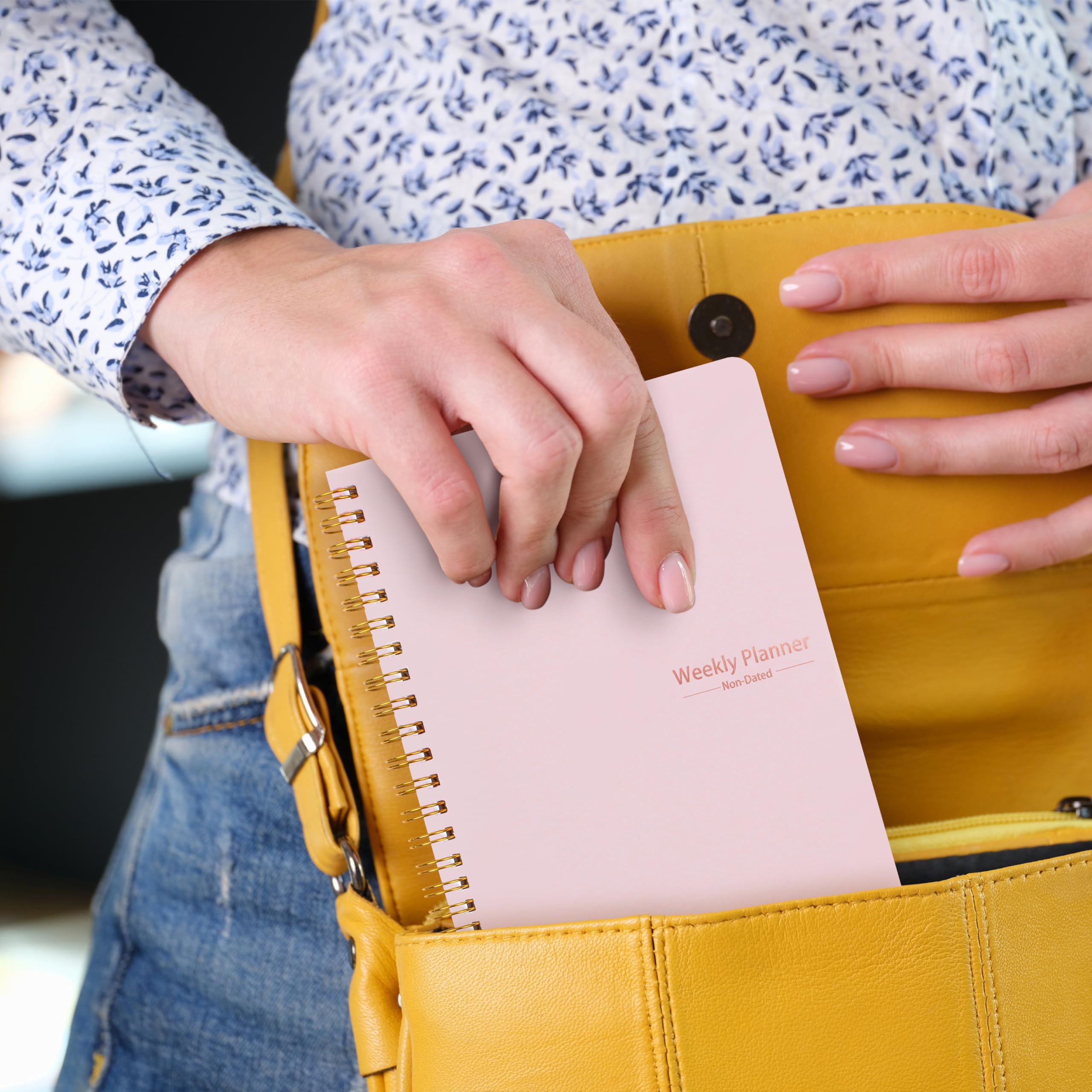 Undated Weekly Planner Notebook - A5 Spiral Organizer with Habit Tracker for Productivity & Goal Setting