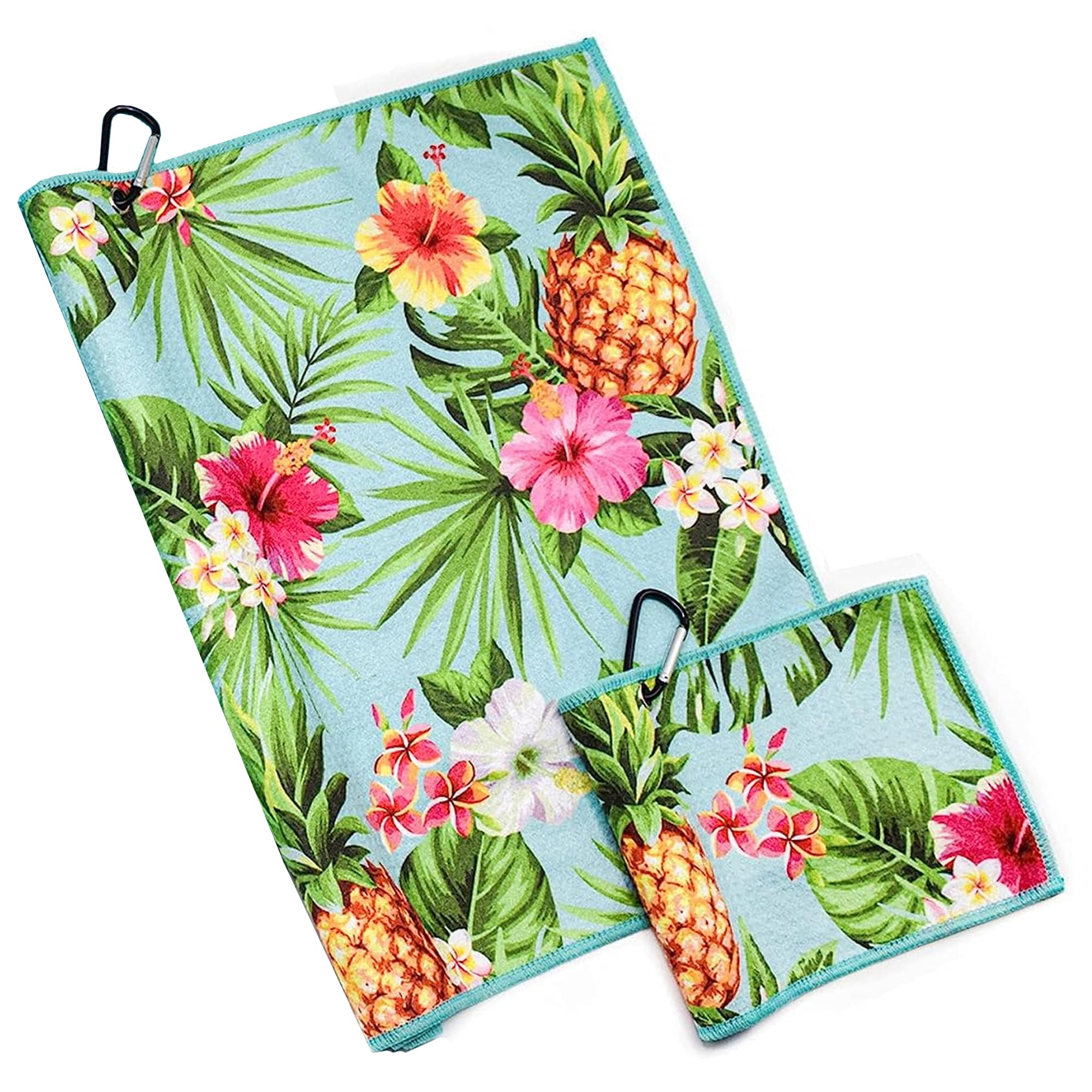 Premium Golf Towel Set of 2 - Microfiber Waffle & Ball Towels for Golf Bags - Tropical Pineapple Design - Ideal Golf Accessories for Men & Women - Perfect Golf Gift for Players - Great for Course Play, Practice & Club Cleaning