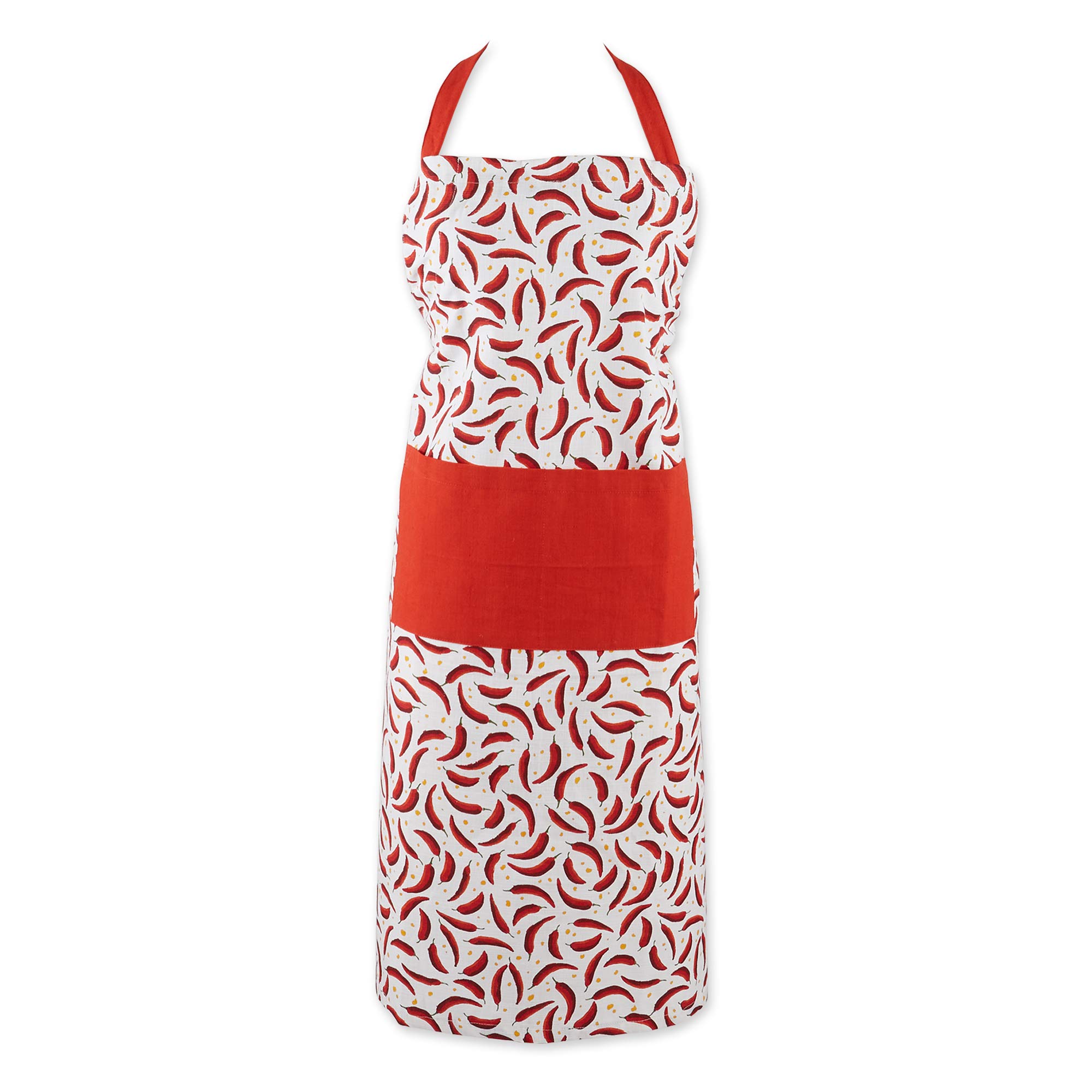 DII Caliente Collection Kitchen Apron - Chef's Apron with Chili Pepper Design - Perfect for Cooking, Grilling & BBQ - Adjustable & Stylish Apron for Home & Professional Use