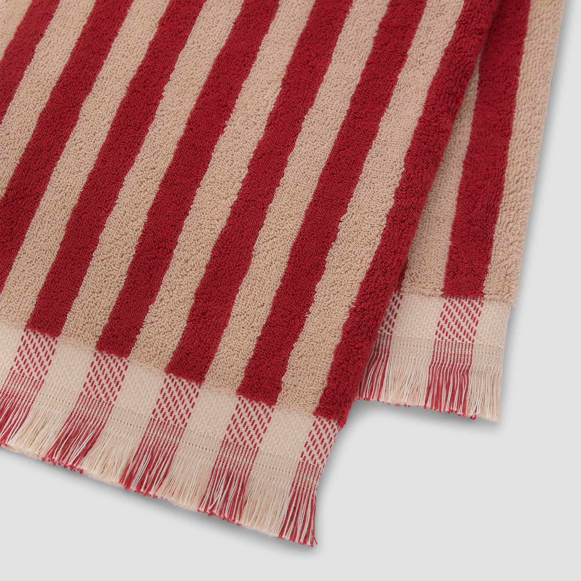 Premium Sandstone Red Pembroke Stripe Cotton Bath Towels - Soft, Absorbent & Quick-Drying - Perfect for Spa, Beach & Luxury Bathroom Decor