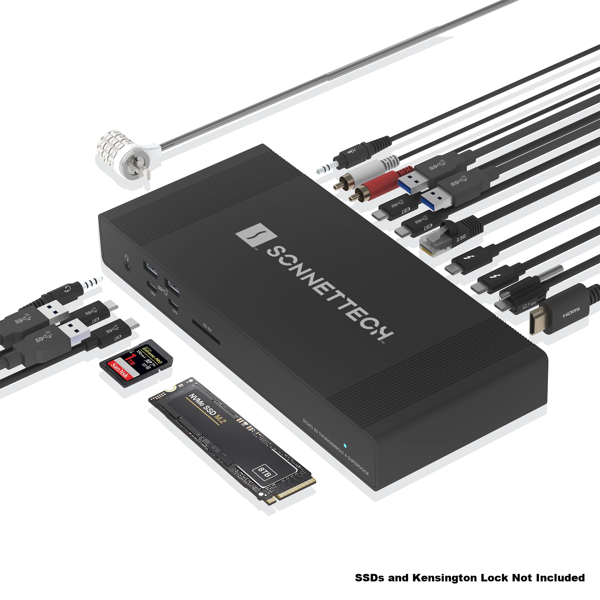 Sonnet Echo 20 Thunderbolt 4 SuperDock - 20-Port USB-C Hub with Dual 4K Display, 90W Charging & Ethernet - Perfect for MacBook Pro, Windows Laptops & Home Office Setup