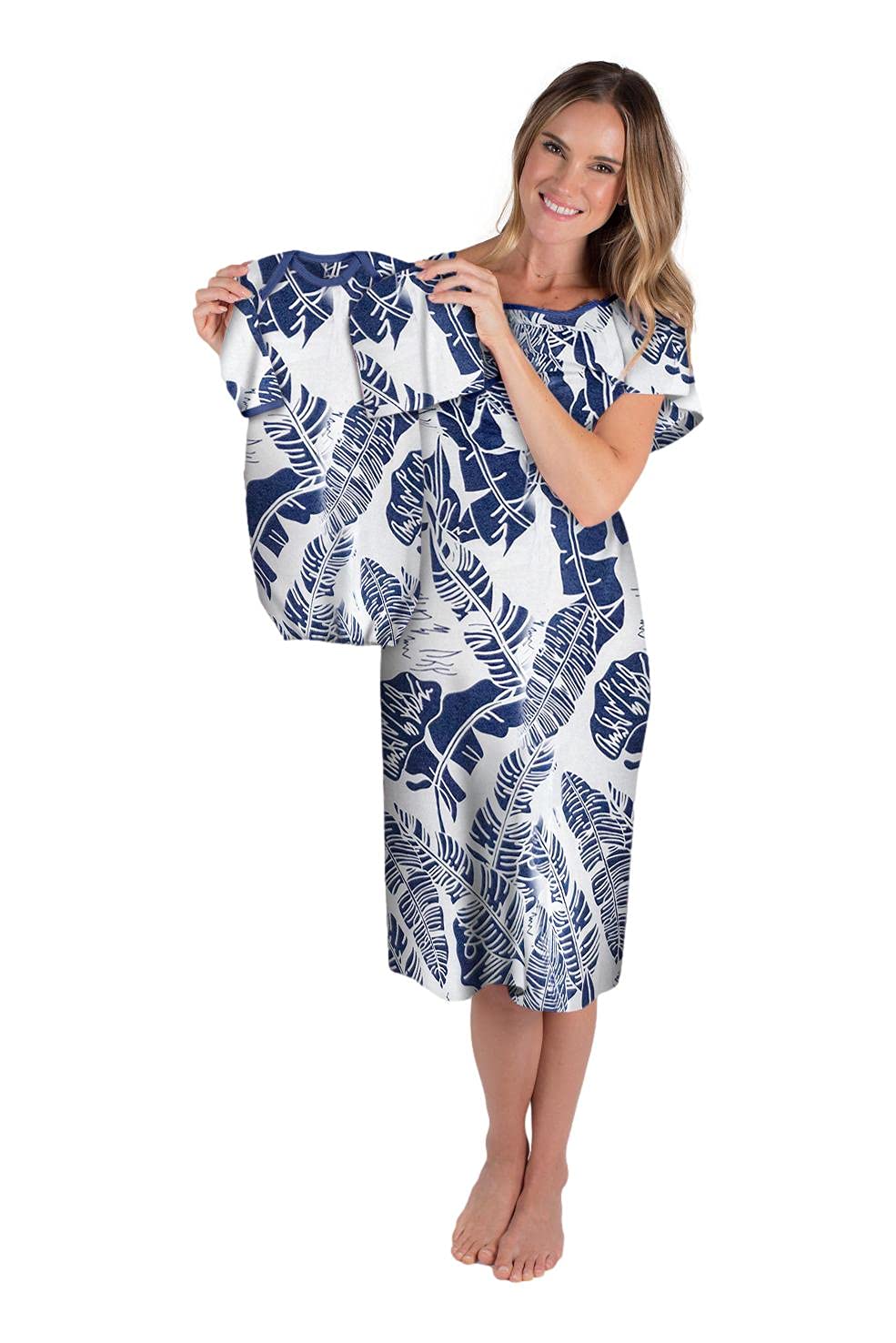 Baby Be Mine Mommy & Baby Matching Labor & Delivery Maternity Hospital Gown Set - Soft Nursing Gownie for Newborn & Postpartum Care | Perfect for Hospital Bag Essentials & First Family Photos