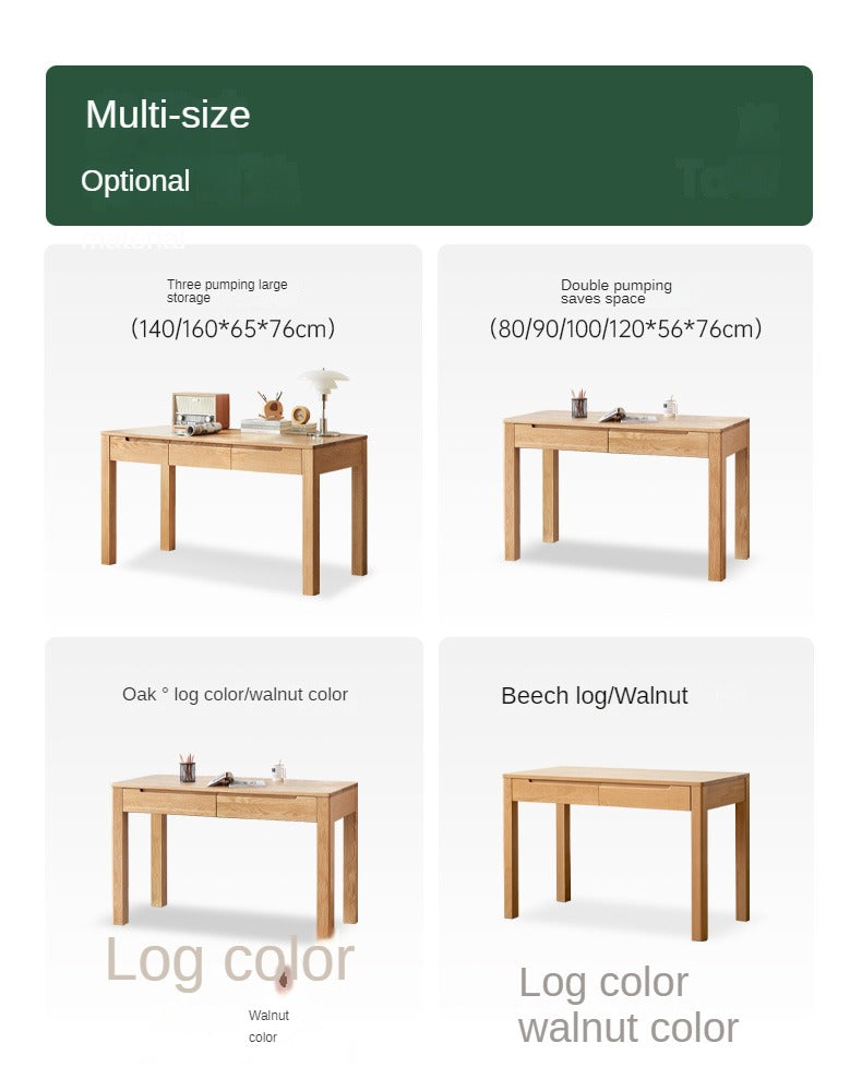 Premium Solid Wood Office Desk - Oak & Beech - Modern Home Office Furniture for Remote Work & Study