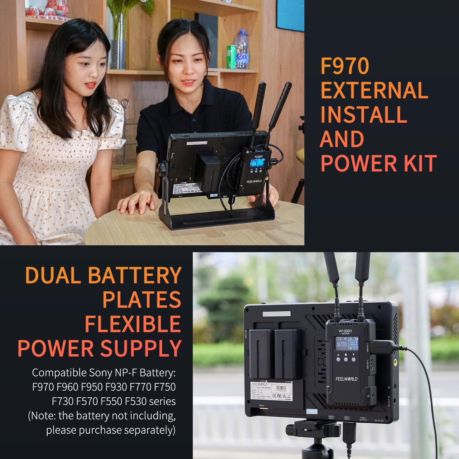 FEELWORLD LUT11H 10.1 Inch 2000nit Ultra Bright Touchscreen DSLR Camera Field Monitor with Waveform, LUT, F970 Battery Kit, HDMI Input/Output - Perfect for Outdoor Filmmaking, Vlogging, and Professional Video Production