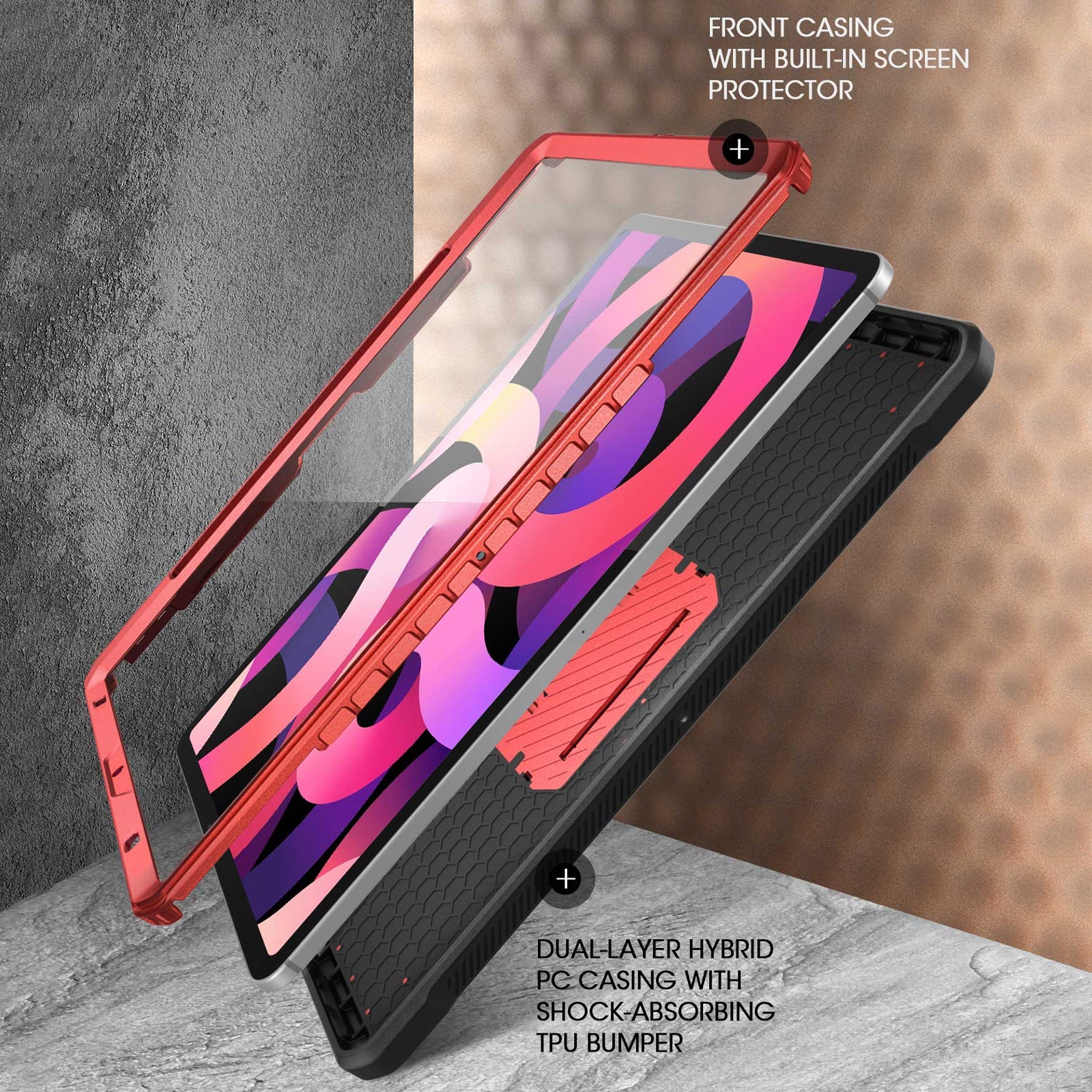 iPad Air 4/5 Unicorn Beetle PRO Rugged Case with Kickstand - Shockproof & Drop Protection - Metallic Red (Open Box) - Perfect for Outdoor Adventures, Travel & Daily Use