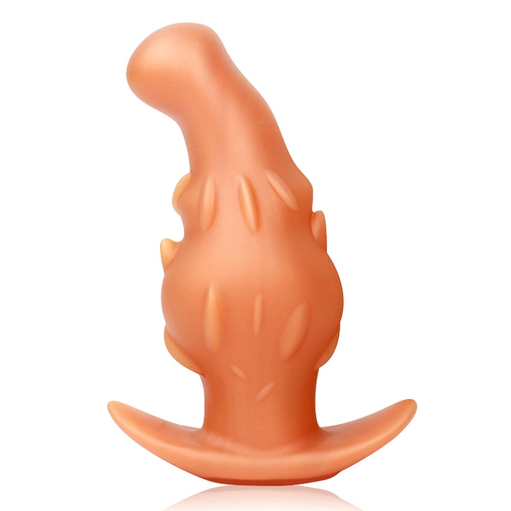 Premium Pitaya Anal Plug - Ultra Soft Silicone Butt Plug for Men & Women | G-Spot Stimulation & Anal Training | T-Shaped Base for Safety | Gold Color (Large) | Perfect for Couples Play & Solo Exploration