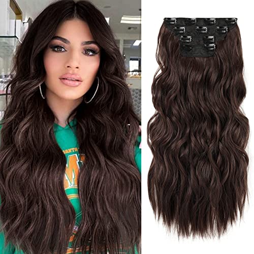 4PCS Clip-in Synthetic Hair Extensions - Long & Thick Hair Extensions for Women - Perfect for Parties, Weddings & Everyday Styling