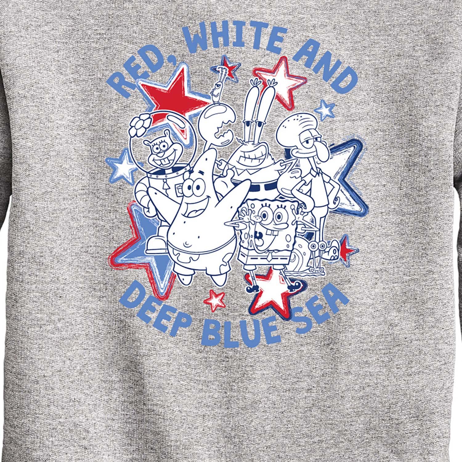 HYBRID APPAREL Spongebob Squarepants Red White Blue Fleece Sweatshirt for Toddler & Youth | Soft Crewneck Pullover | Cartoon Character Hoodie for Kids Playdate & School