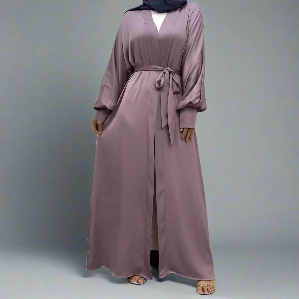 Elegant Muslim Women's Open Abaya Dress with Pockets - Classic Daily Wear for Prayer, Work & Social Occasions