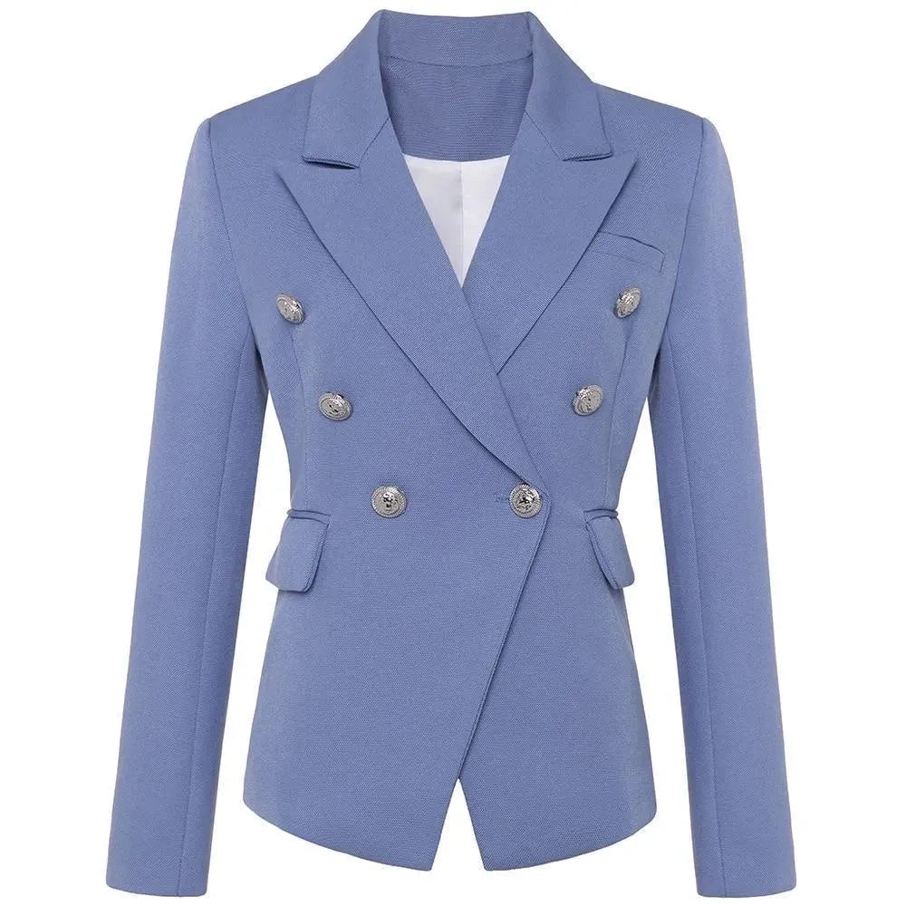 Stylish Double Breasted Blazer for Women - Casual Plain Solid Jacket for Office, Dating & Formal Occasions