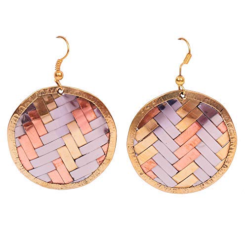 Handmade Tibetan Jewelry - Cute Round Brass & Copper Earrings for Women | Boho Chic Accessories for Parties, Weddings & Everyday Wear