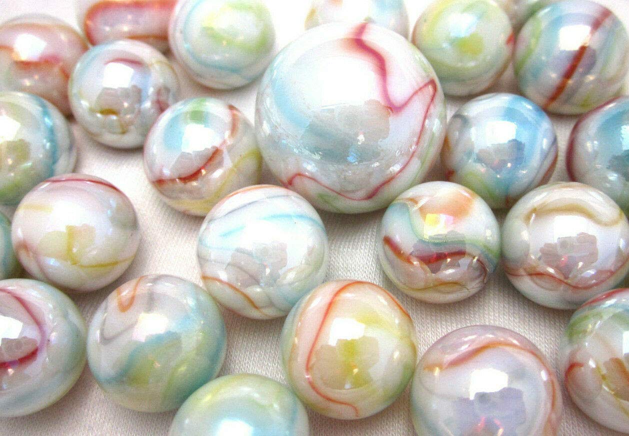 Unicorn Opalescent Glass Marbles - 25pc Game Pack for Big Game Toys, Vase Filler & Aquarium Decor