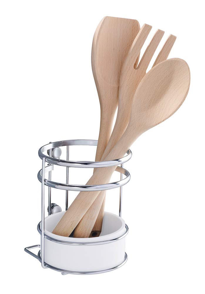 WENKO Stylish Kitchen Utensil Holder - Multi-Color Countertop Organizer (13 x 13 x 15 cm) - Perfect for Spoons, Spatulas & Cooking Tools Storage