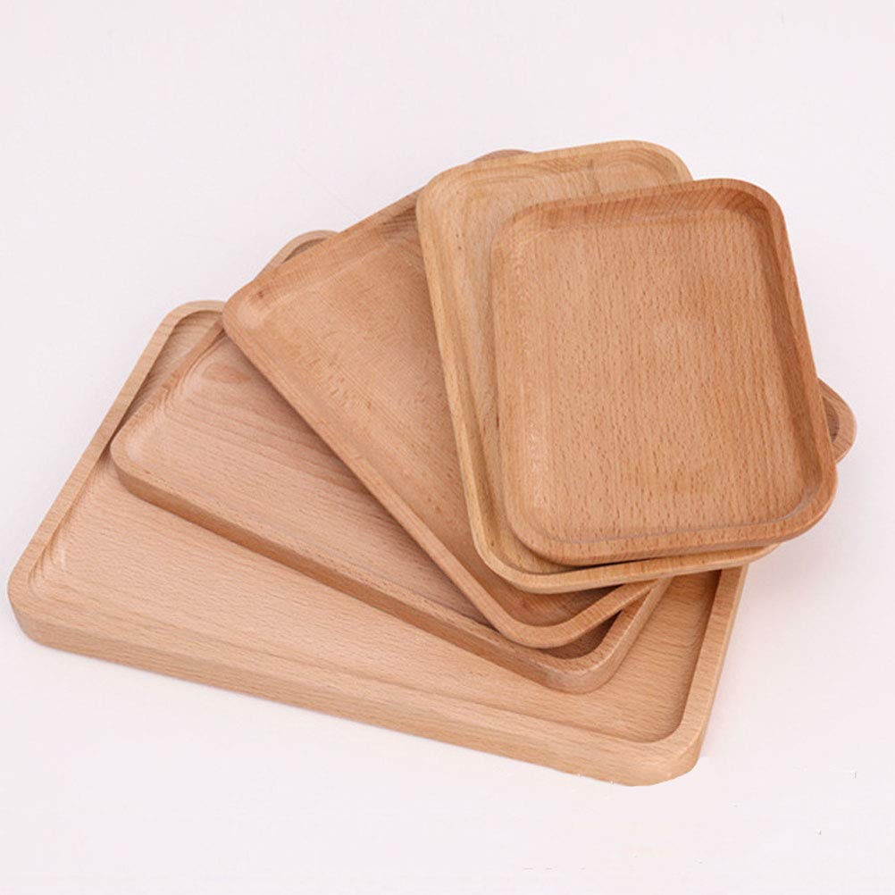Hemoton Wooden Serving Tray - 1pc Natural Wood Food Tray for Dinner Plates, Cake & Dessert Display | Household Tableware Storage Plate | Perfect for Dining, Entertaining & Kitchen Organization