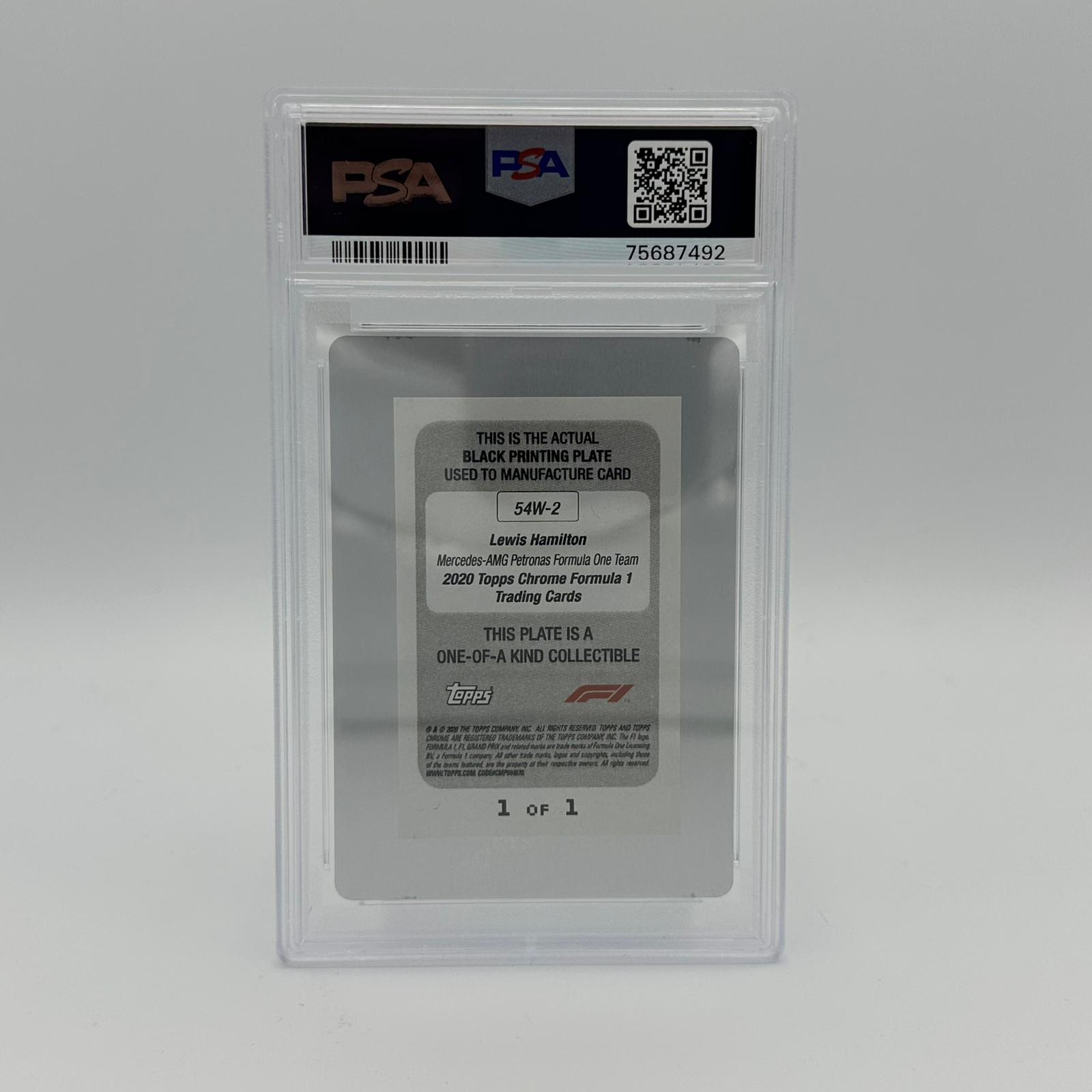 PSA Authentic 1/1 Lewis Hamilton #54W 2 Black Printing Plate Chrome 2020 - Rare Collectible for F1 Fans & Memorabilia Display