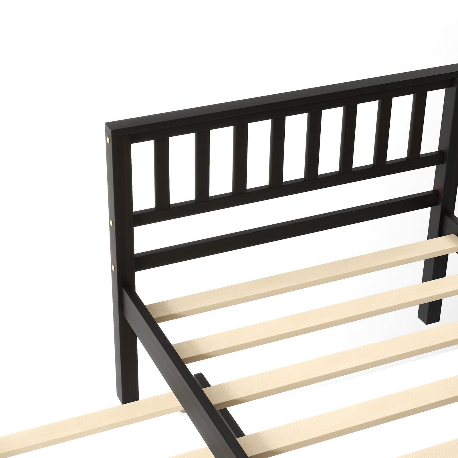 **Twin Bed Frame with Trundle - Solid Wood Platform Bed with Headboard & Footboard, Wood Slat Support - No Box Spring Needed - Perfect for Small Bedrooms, Guest Rooms & Living Spaces**