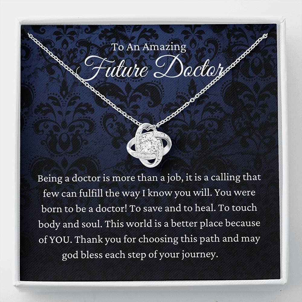 Handmade Message Card Jewelry - Personalized Love Knot Necklace for Medical Students | Doctor Graduation Gift, White Coat Ceremony Present | Perfect for Future Doctors & Healthcare Professionals