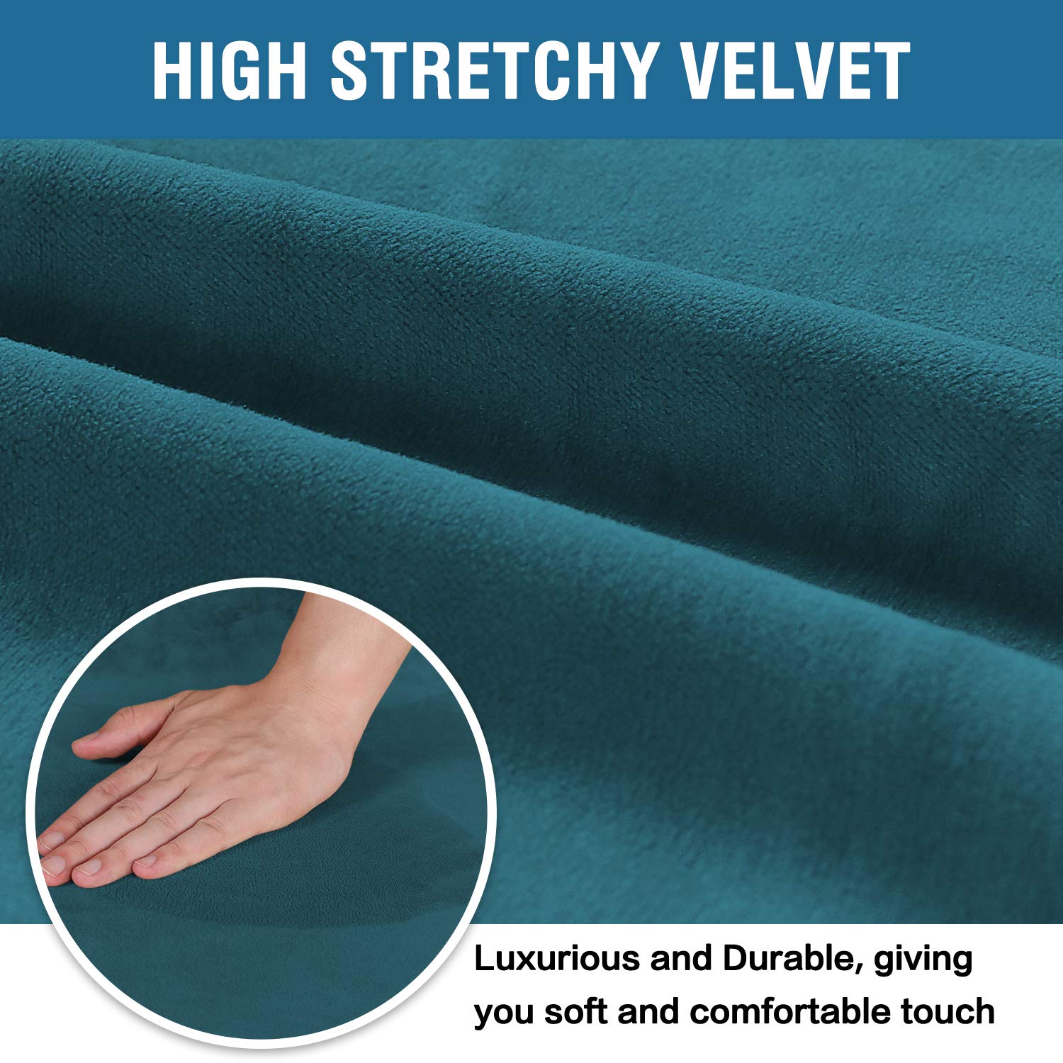 Stretch Velvet Dining Chair Covers Set of 2 - Washable Slipcovers for Parson Chairs, Soft Thick Fabric in Deep Teal - Perfect for Dining Room Protection