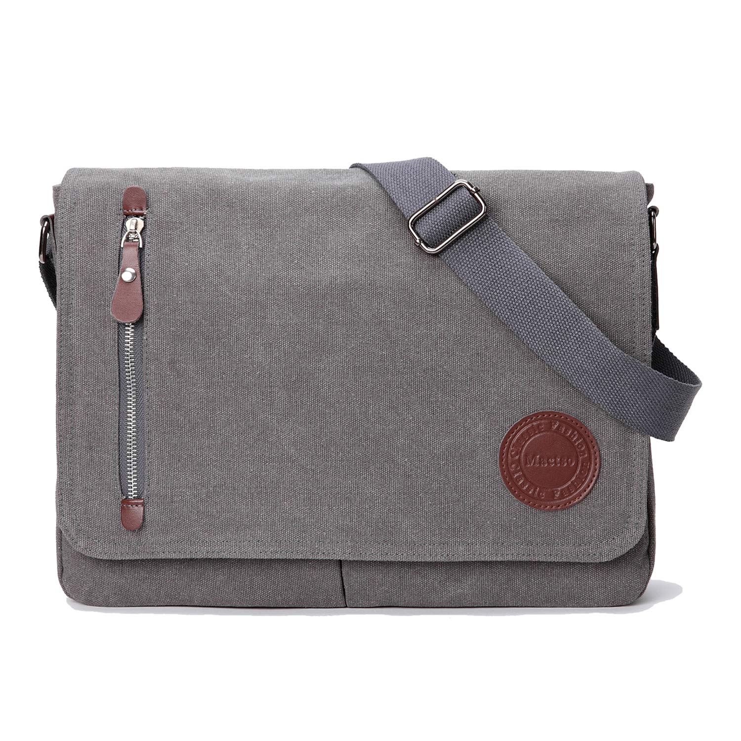 Vintage Canvas Satchel Messenger Bag for Men & Women - 13.5