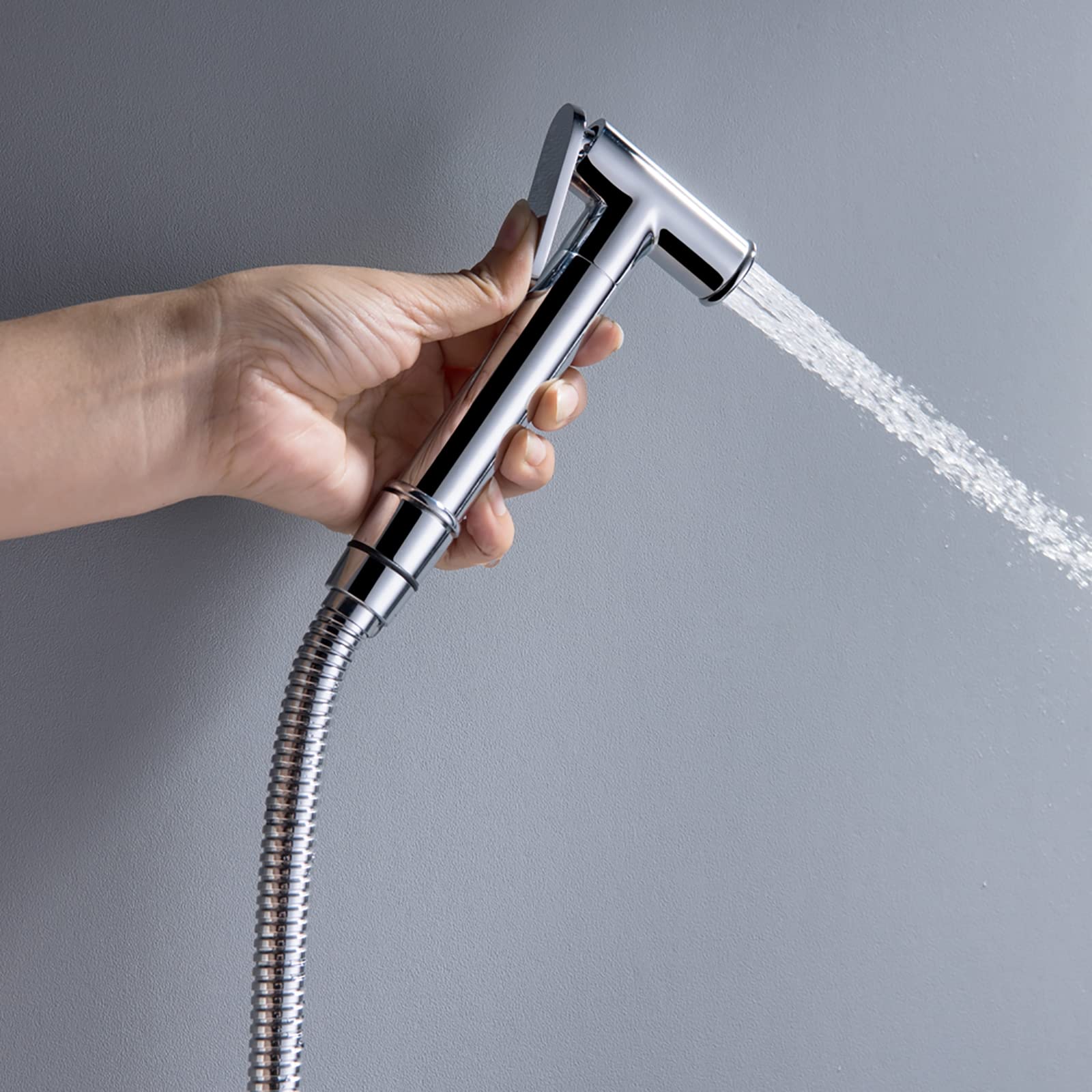 Handheld Bidet Sprayer for Toilet - Wall Mounted Brass Bidet Sprayer Kit with 150cm Shower Hose - Perfect for Cloth Diaper Cleaning & Personal Hygiene (Chrome/ Brushed Gold)