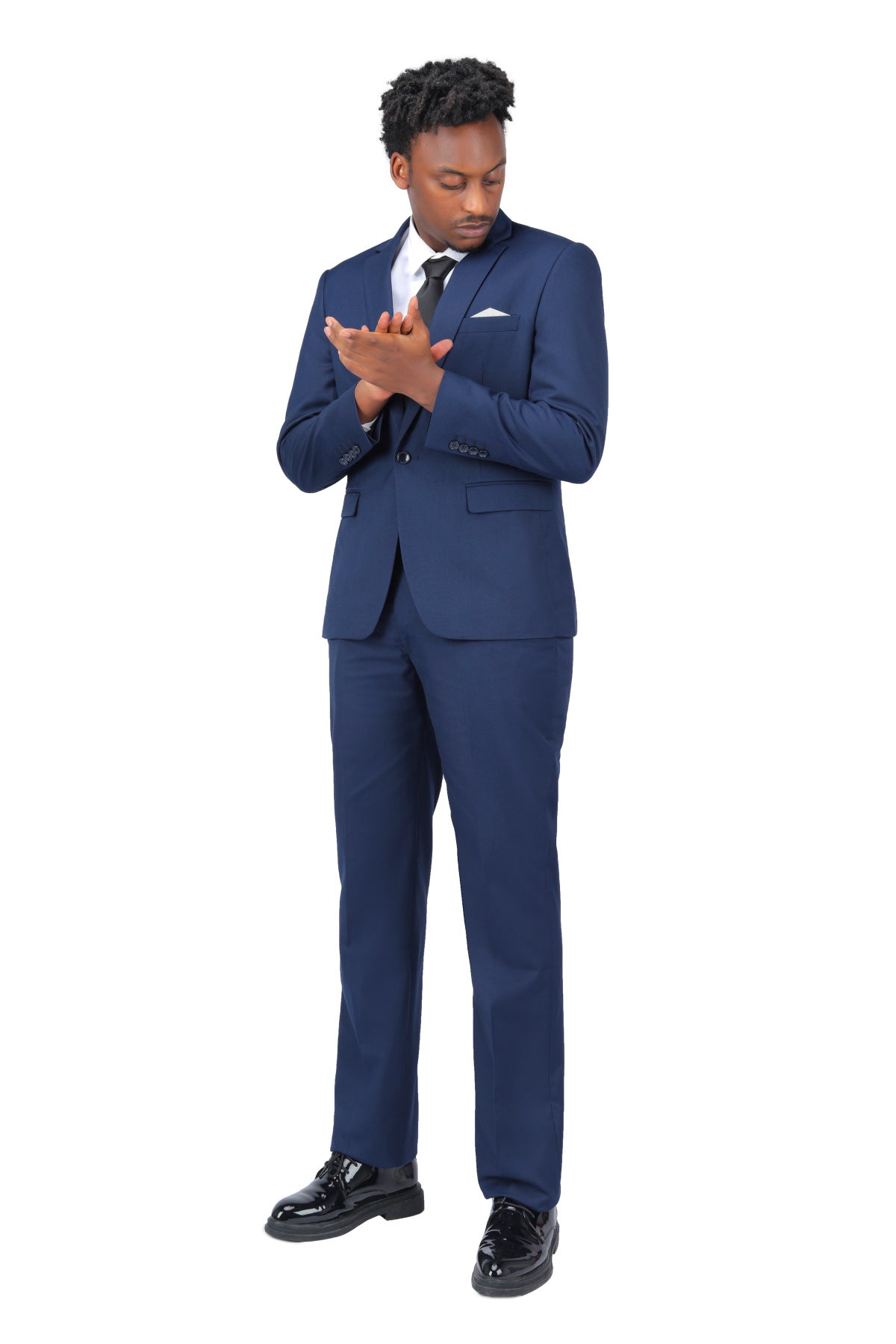 2-Piece Slim Fit Navy Blue Suit for Men - Modern Minimalist Design - Perfect for Business, Weddings & Formal Events