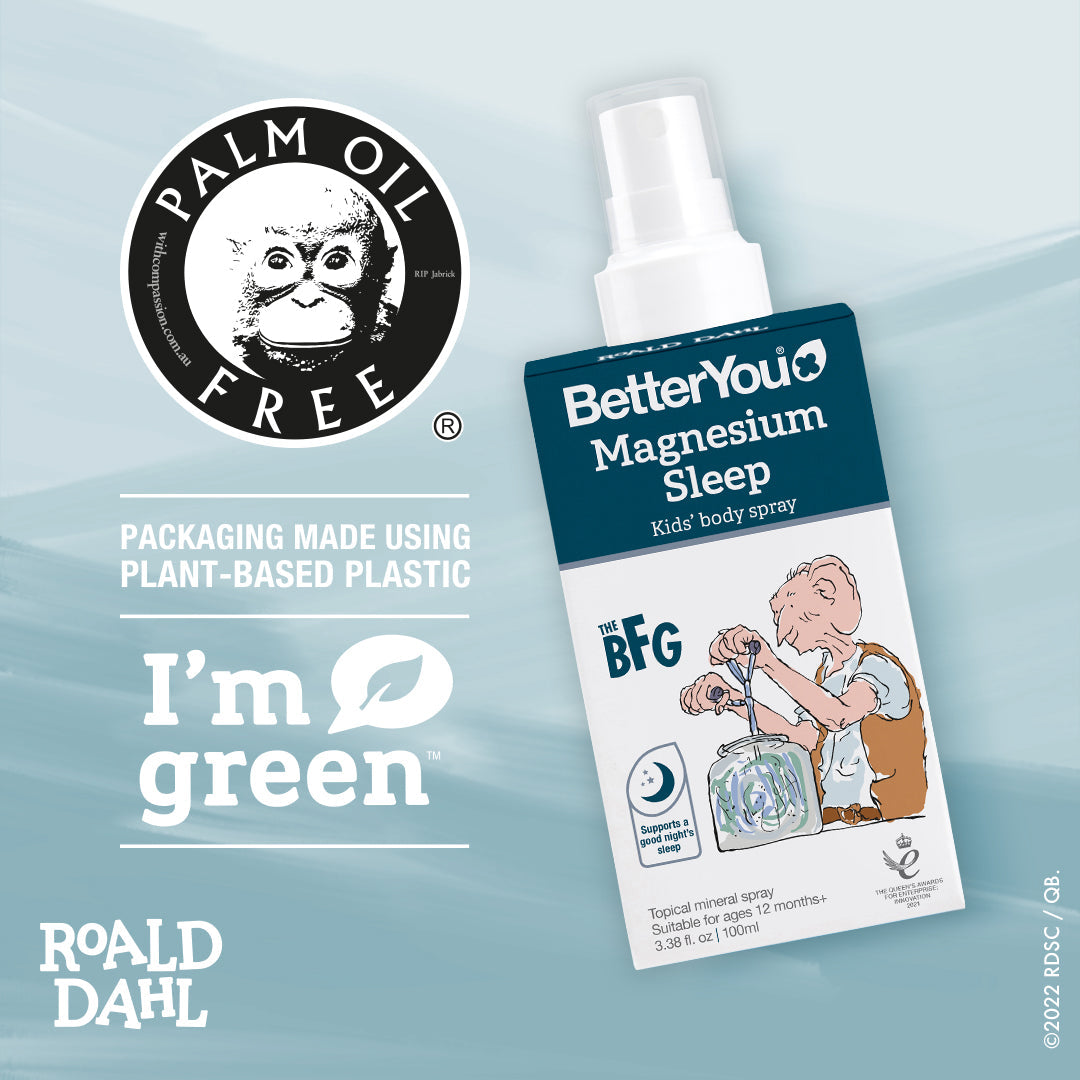 BetterYou Roald Dahl Kids Sleep Body Spray 100ml - Natural Lavender & Chamomile Aromatherapy for Children's Bedtime Relaxation | Perfect for Nighttime Routine, Calming Anxious Kids & Promoting Peaceful Sleep
