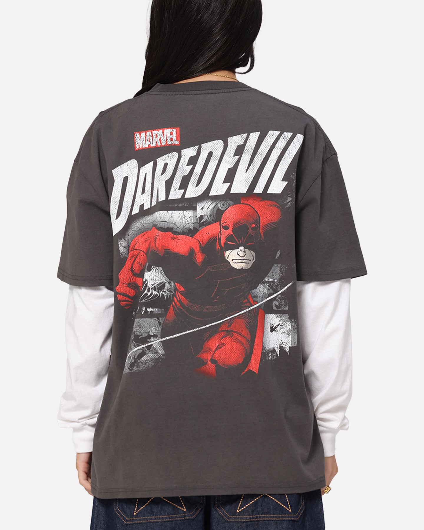 Marvel Daredevil Graphic T-Shirt for Men - Vintage Superhero Tee with Black Wash - Perfect for Cosplay, Comic Con & Casual Wear