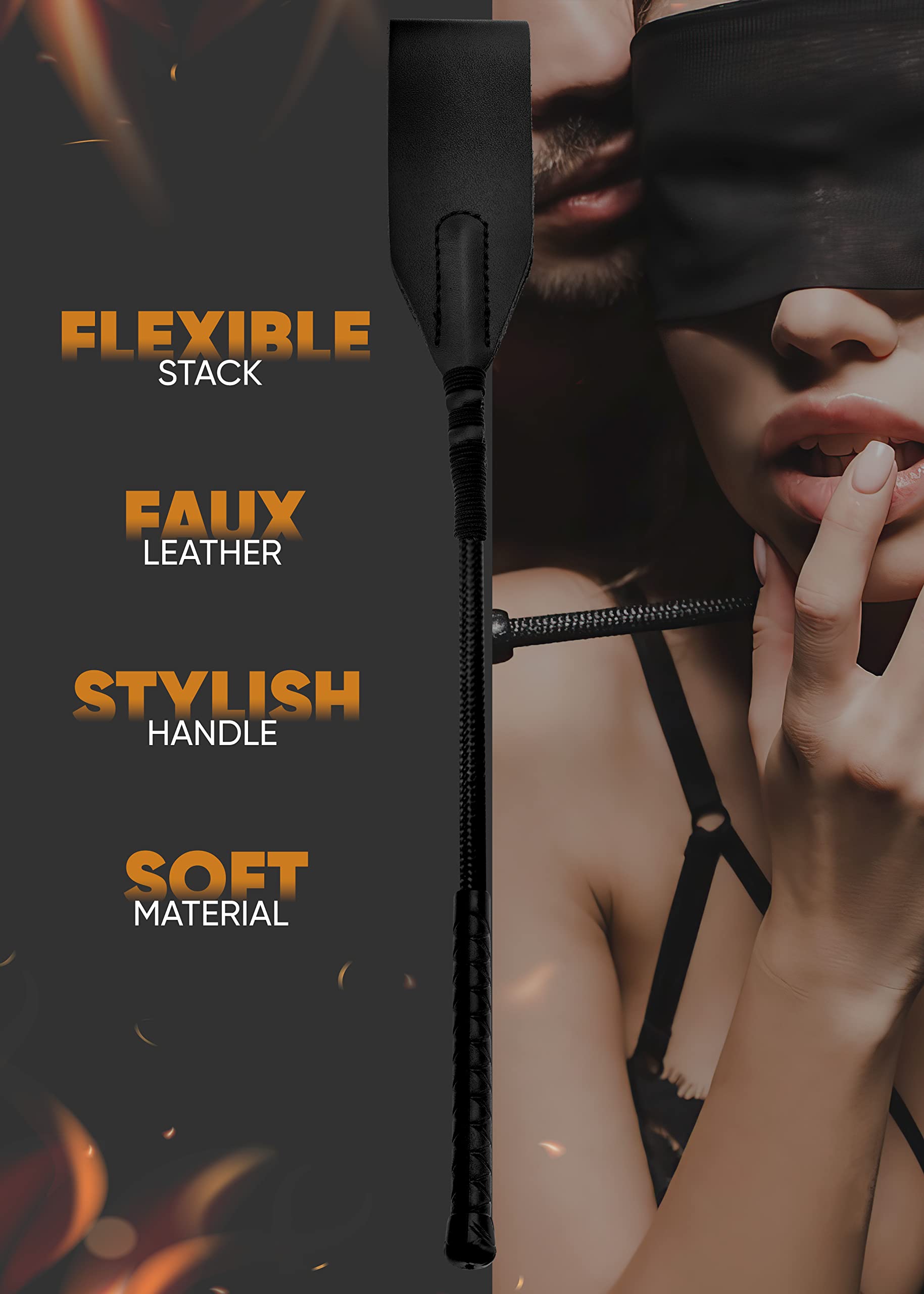 BDSM Flogger Set - Black Feather Crop & Spanking Paddle for Sensual Play | Adult Bondage Toys for Couples | Perfect for Role Play, Spanking, and Sensory Exploration