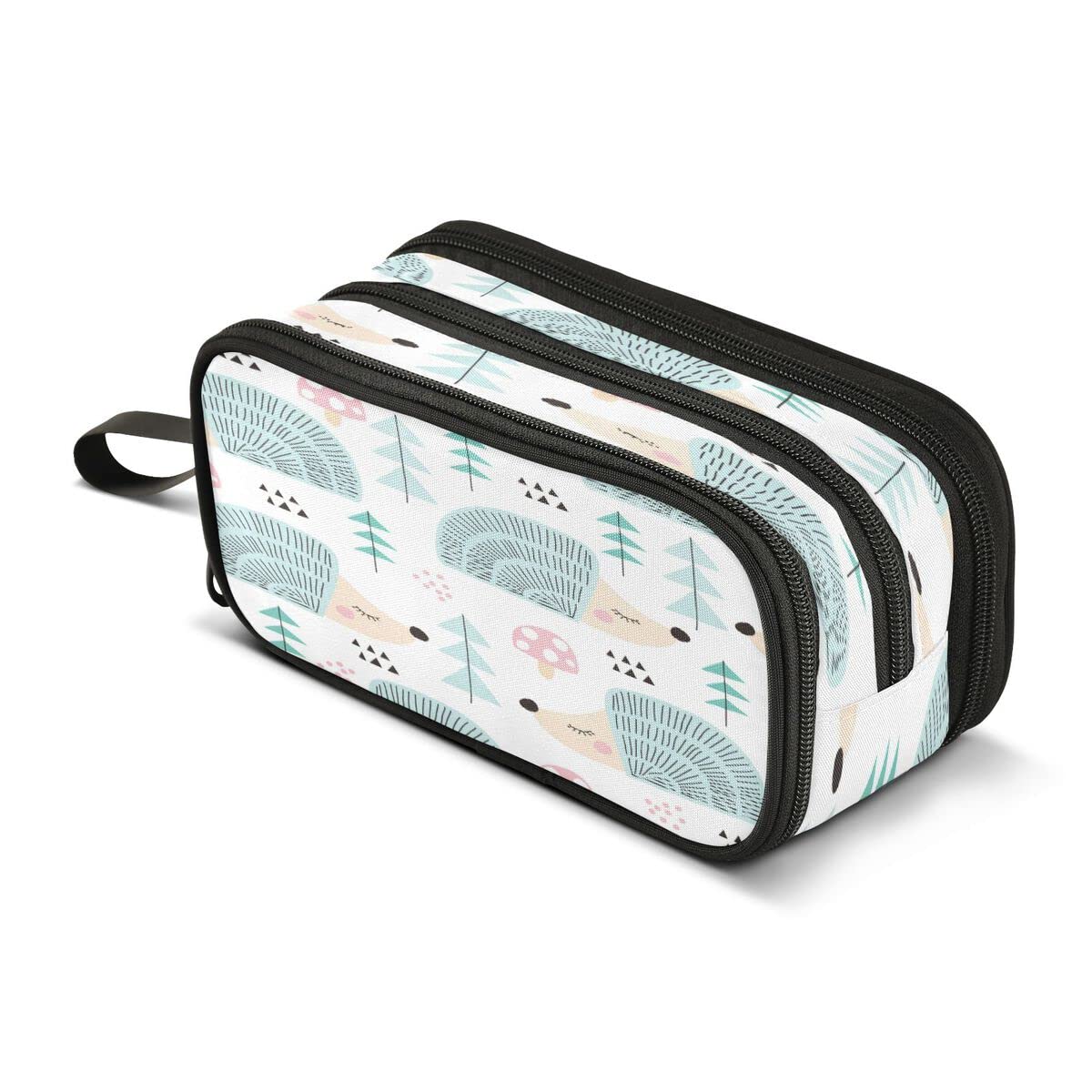 Large Capacity 3-Compartment Pencil Case - Cute Hedgehog Design School & Office Organizer for Pens, Pencils & Supplies | Perfect for Middle School, High School, College & Work