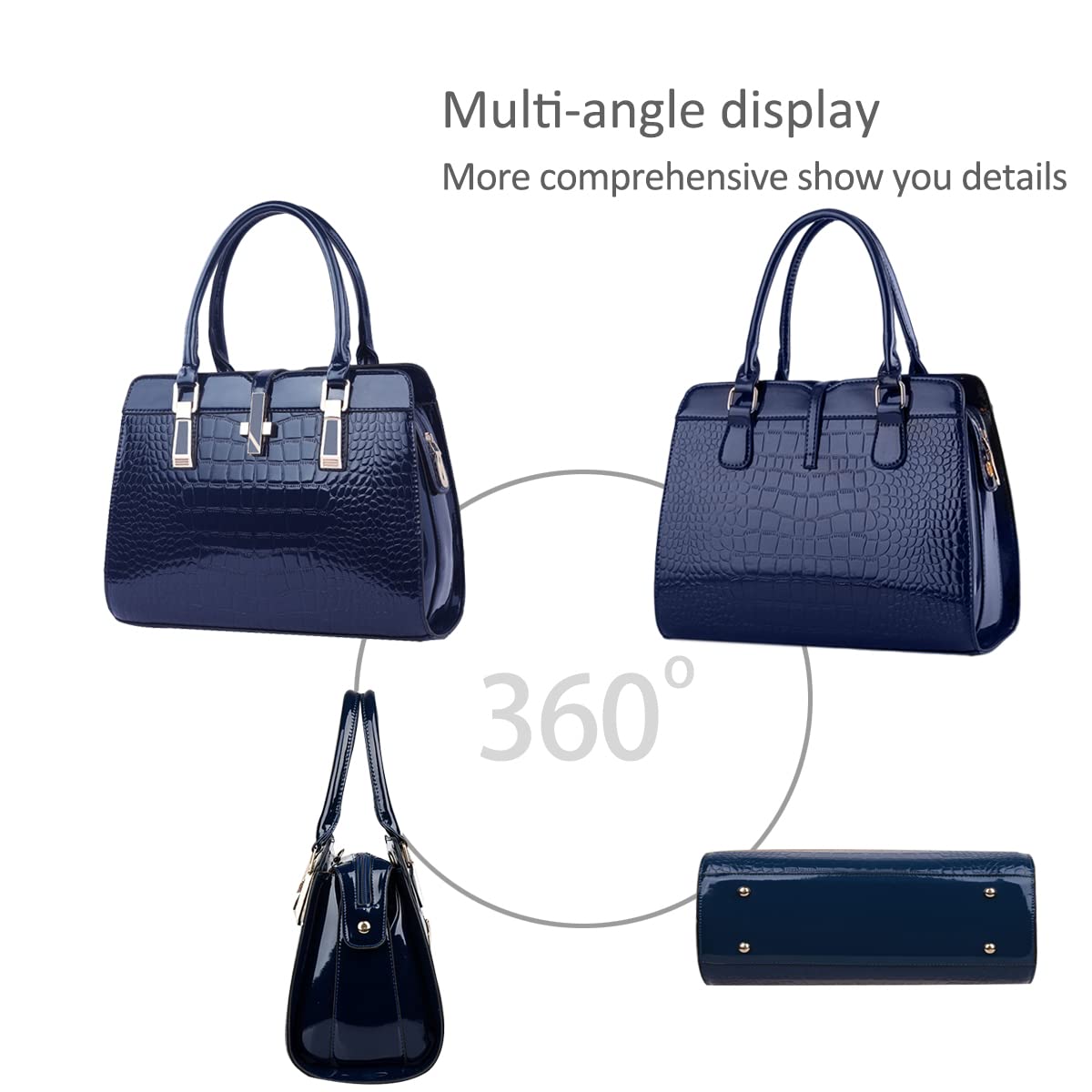 Nicole&Doris Women's PU Leather Shoulder Bag - Stylish Crossbody Messenger Purse with Zipper, Tote Handbag for Daily Use, Work & Travel (Navy Blue)