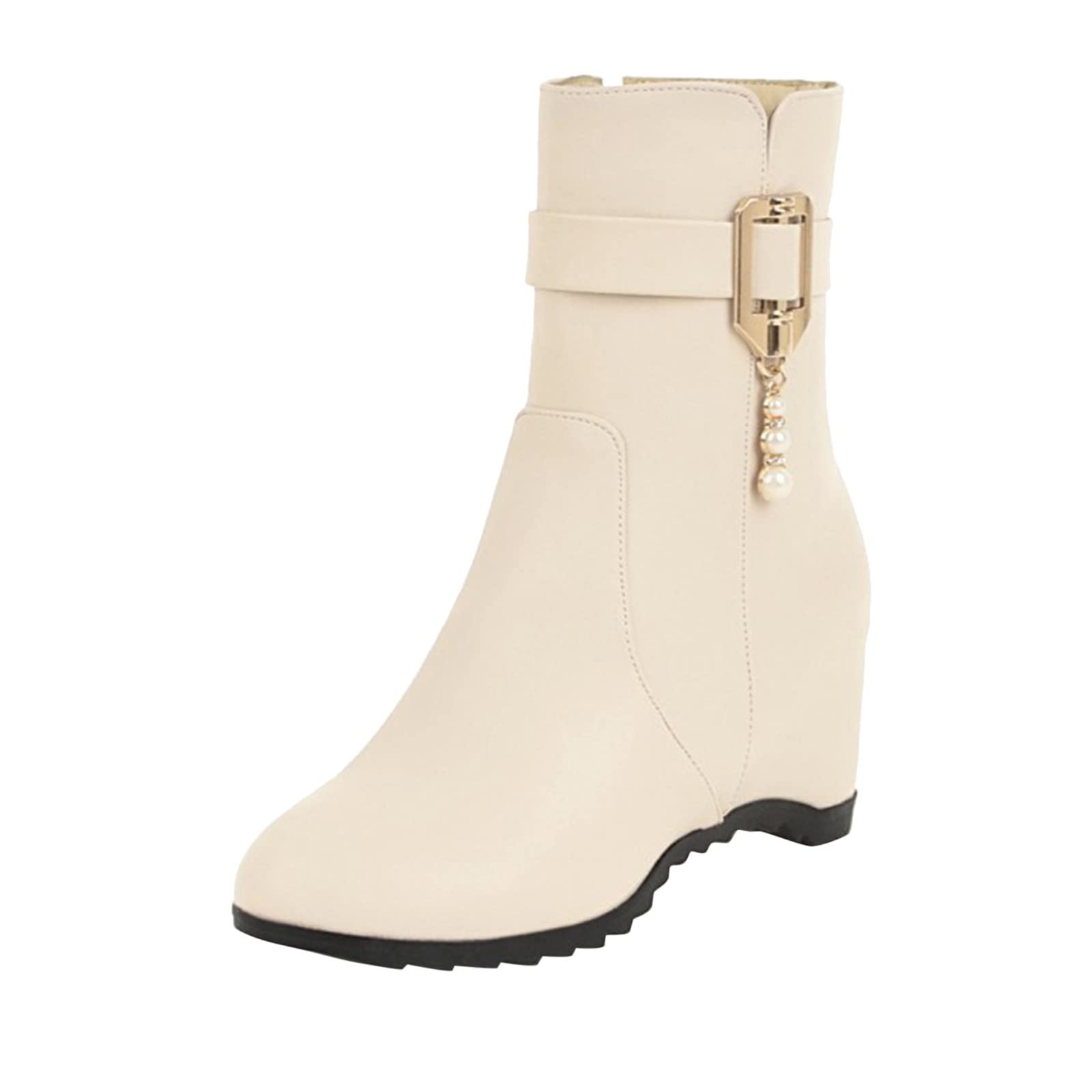 **Men's & Women's Hiking Ankle Boots with Zipper - Western Wedge Heel Cowgirl Boots for Outdoor Walking & Fashion**