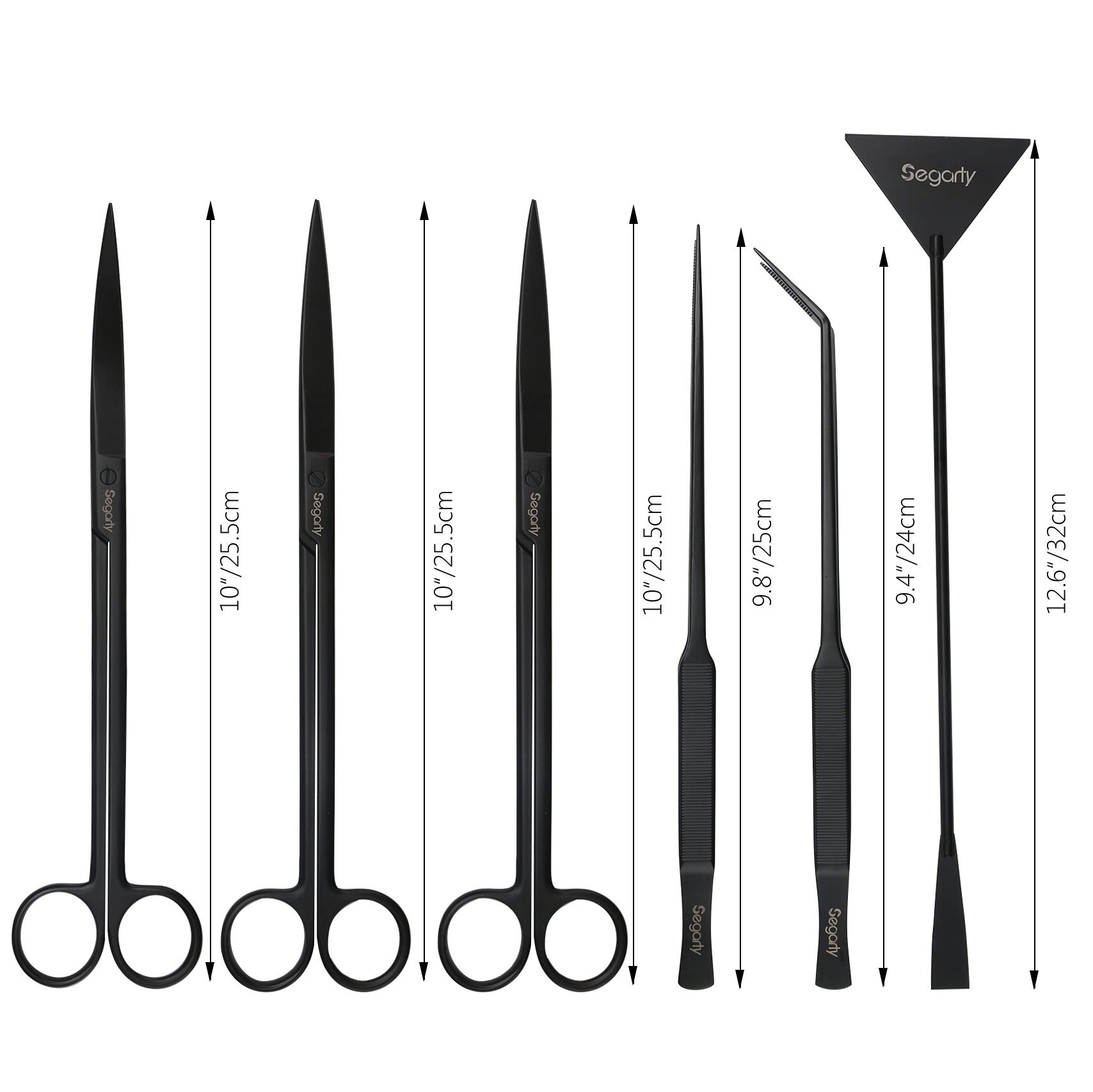 Segarty 6-in-1 Stainless Steel Aquarium Tools Set - Aquatic Plant Tweezers, Scissors & Spatula for Freshwater Planted Tank Cleaning, Aquascaping & Fish Care - Perfect for Beginners & Professional Aquarists
