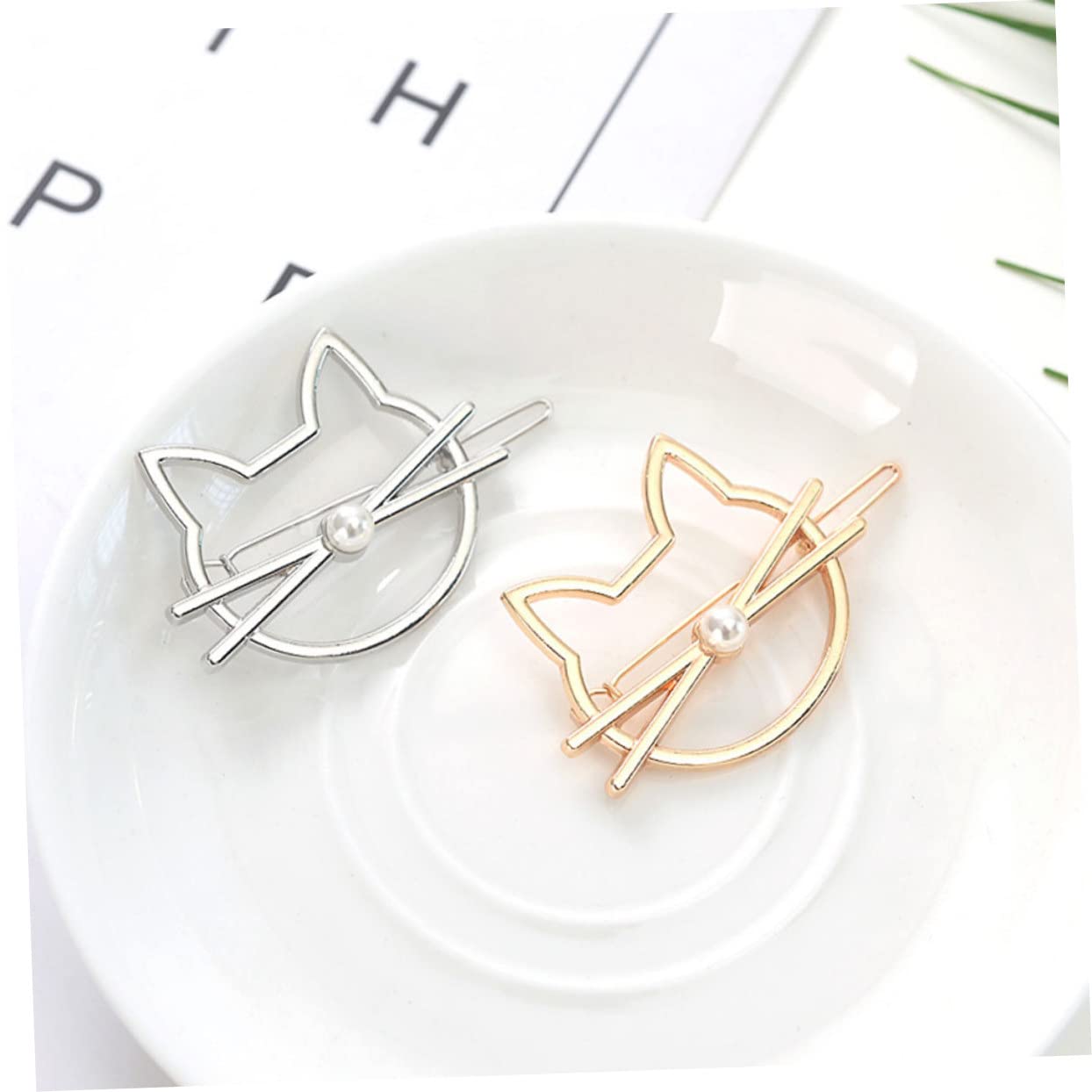 FRCOLOR Fashion Cat Shape Hair Barrettes - Elegant Metal Hair Clips for Women & Girls - Perfect for Parties, Weddings & Daily Styling