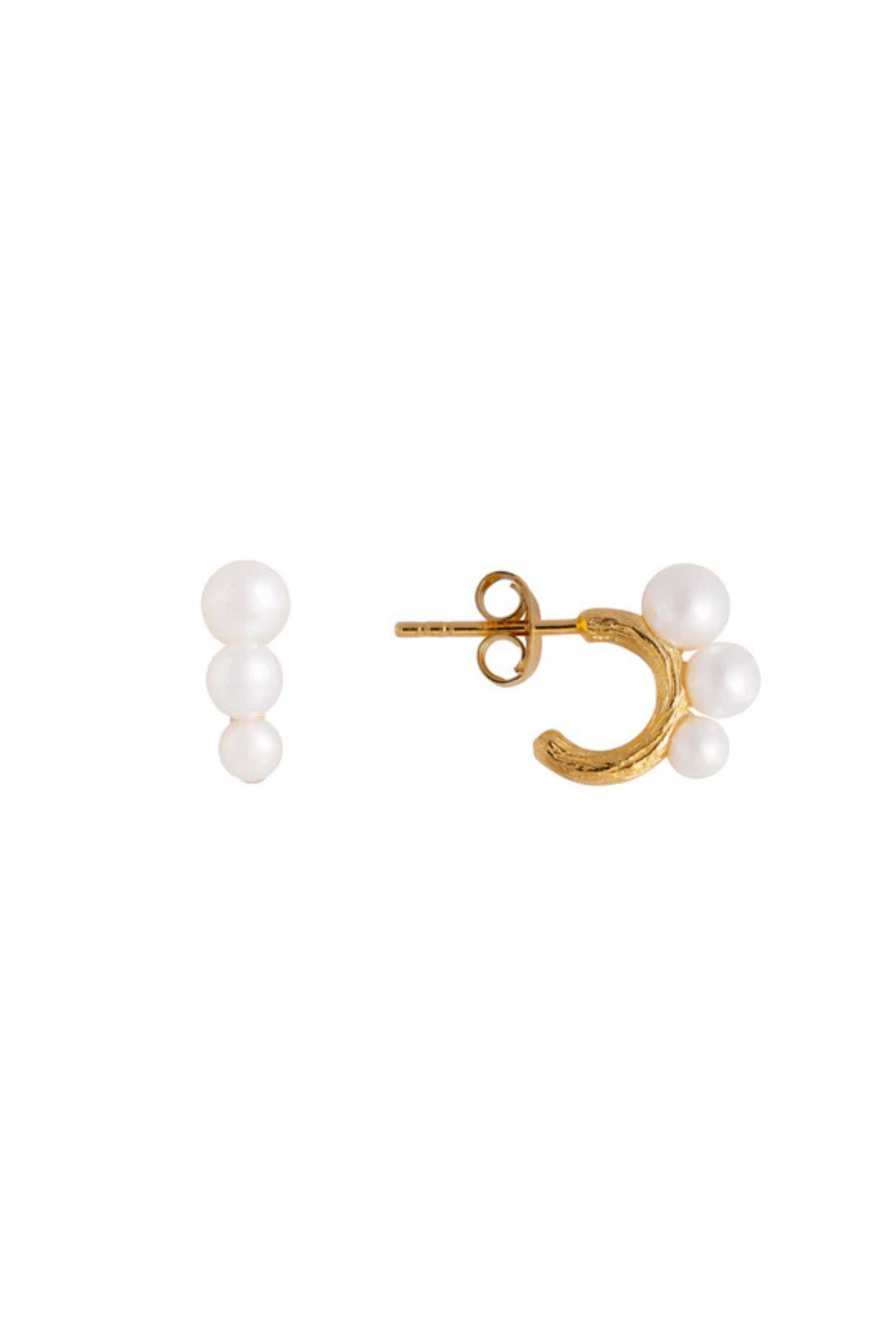 FAIRLEY Triplet Pearl Stud Earrings for Women - 14K Gold Plated Elegant Pearl Jewelry - Perfect for Weddings, Parties & Special Occasions