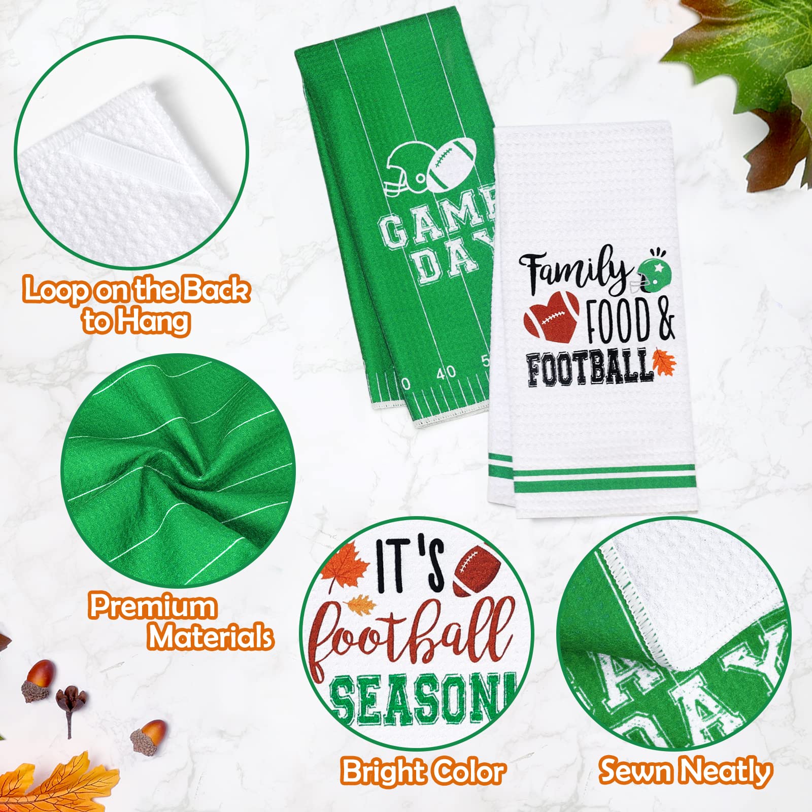 Vansolinne Football Themed Kitchen Towels Set of 4 - 15.7