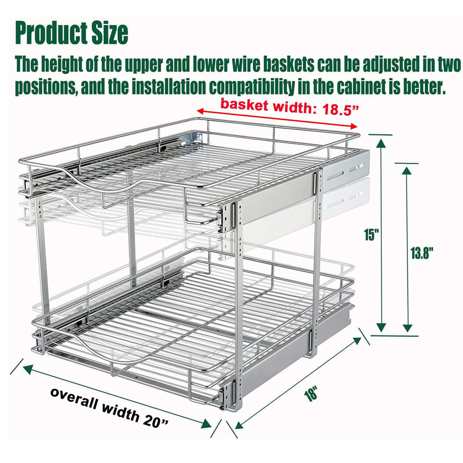 DINDON 2-Tier Pull Out Cabinet Organizer - 20