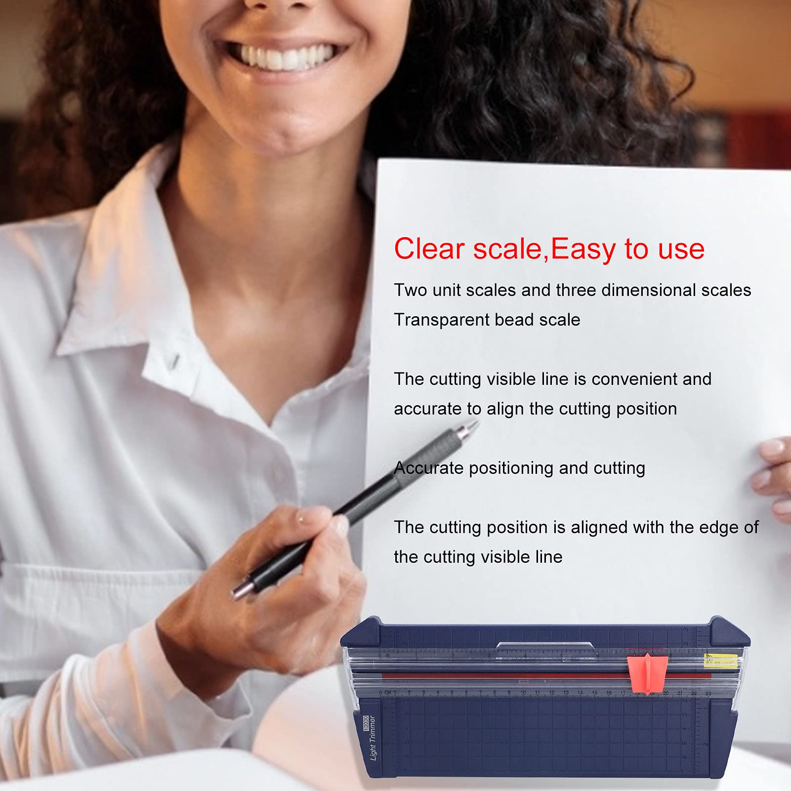 Compact Paper Trimmer & Cutter - Portable Mini Paper Cutting Tool for Photos, Documents, Scrapbooking | Easy to Use with Convenient Blade Replacement (Navy Blue) | Perfect for Office, School, Crafting & DIY Projects