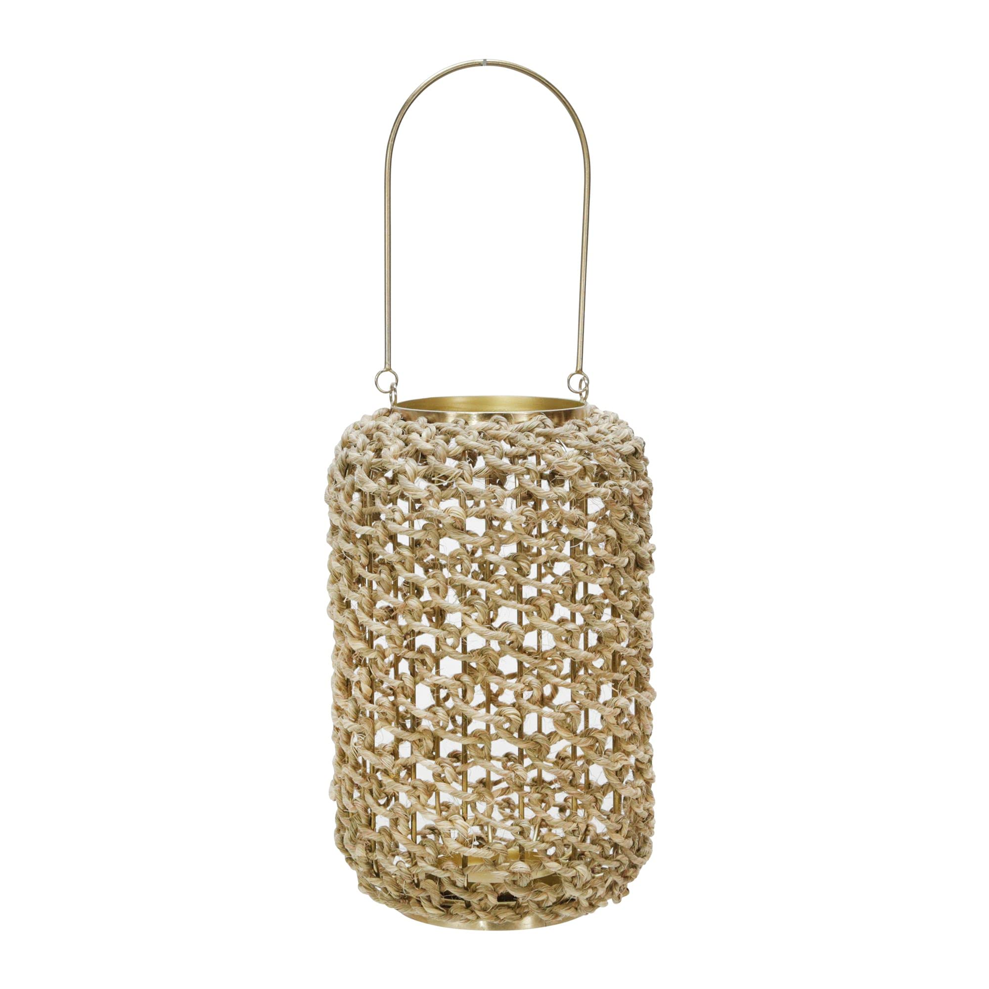Kingston Living 12-Inch Brown and Gold Hurricane Candle Lantern with Handle - Perfect for Outdoor Patio, Garden Decor, and Romantic Dinner Lighting