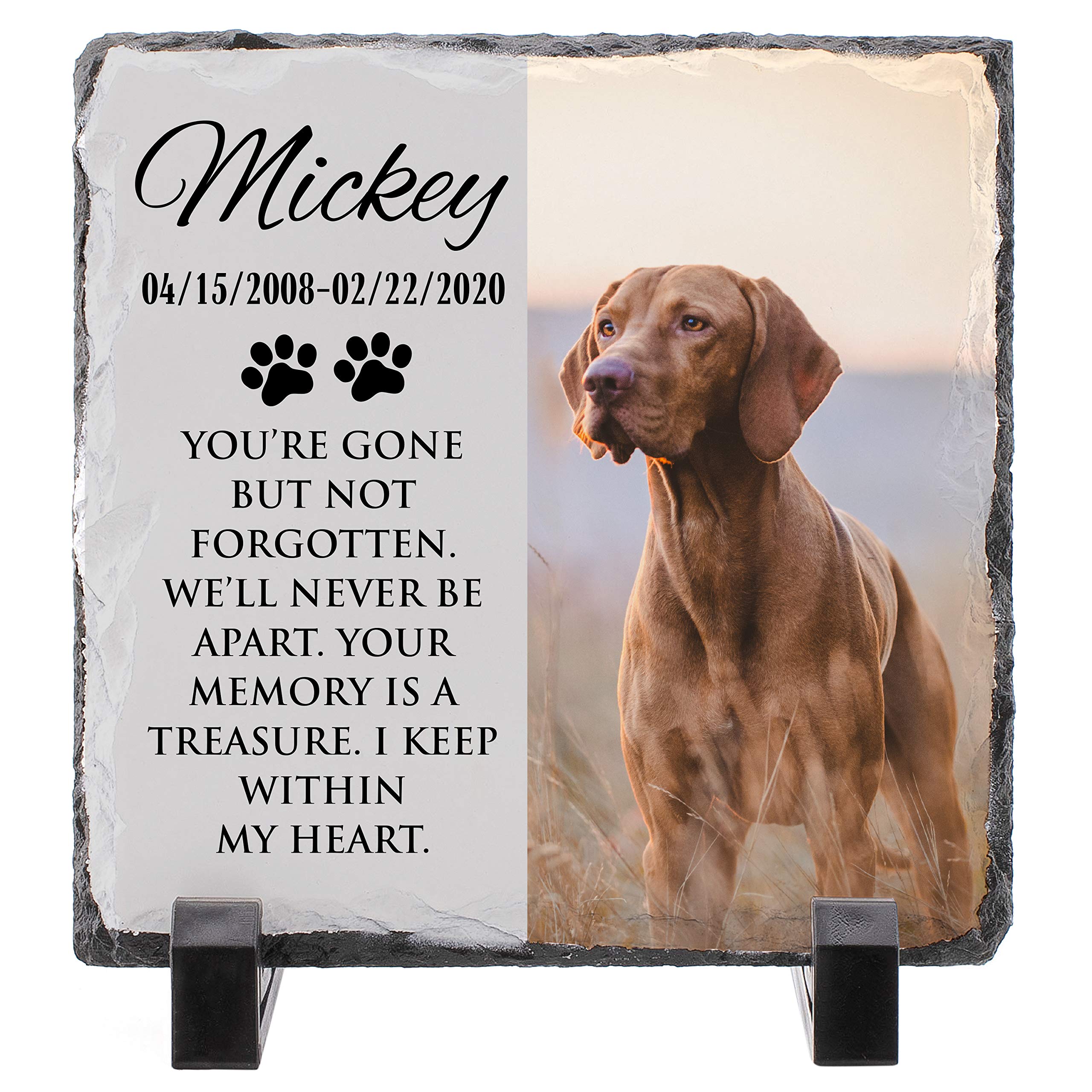 Custom Engraved Dog Memorial Stone with Photo - 6x6 Inch Granite Pet Memorial Plaque for Dogs & Cats | Personalized Pet Loss Gift for Indoor & Outdoor Use | Perfect for Backyard Memorials, Pet Graves & Tribute Displays