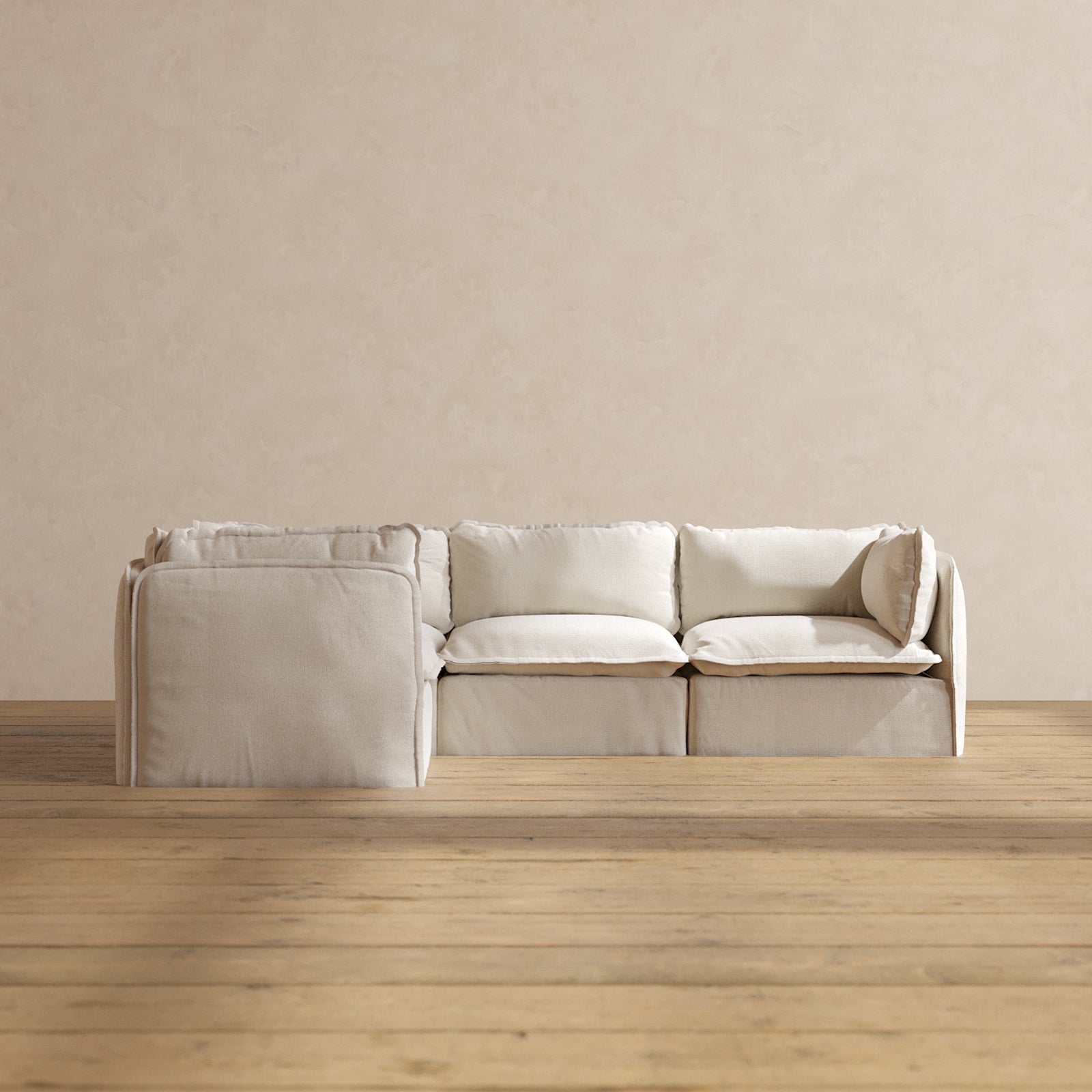 Modular Performance 4-Seater Corner Sectional Sofa in Flour Fabric | Modern L-Shaped Living Room Furniture for Small Spaces | Perfect for Apartments, Family Rooms & Cozy Home Decor