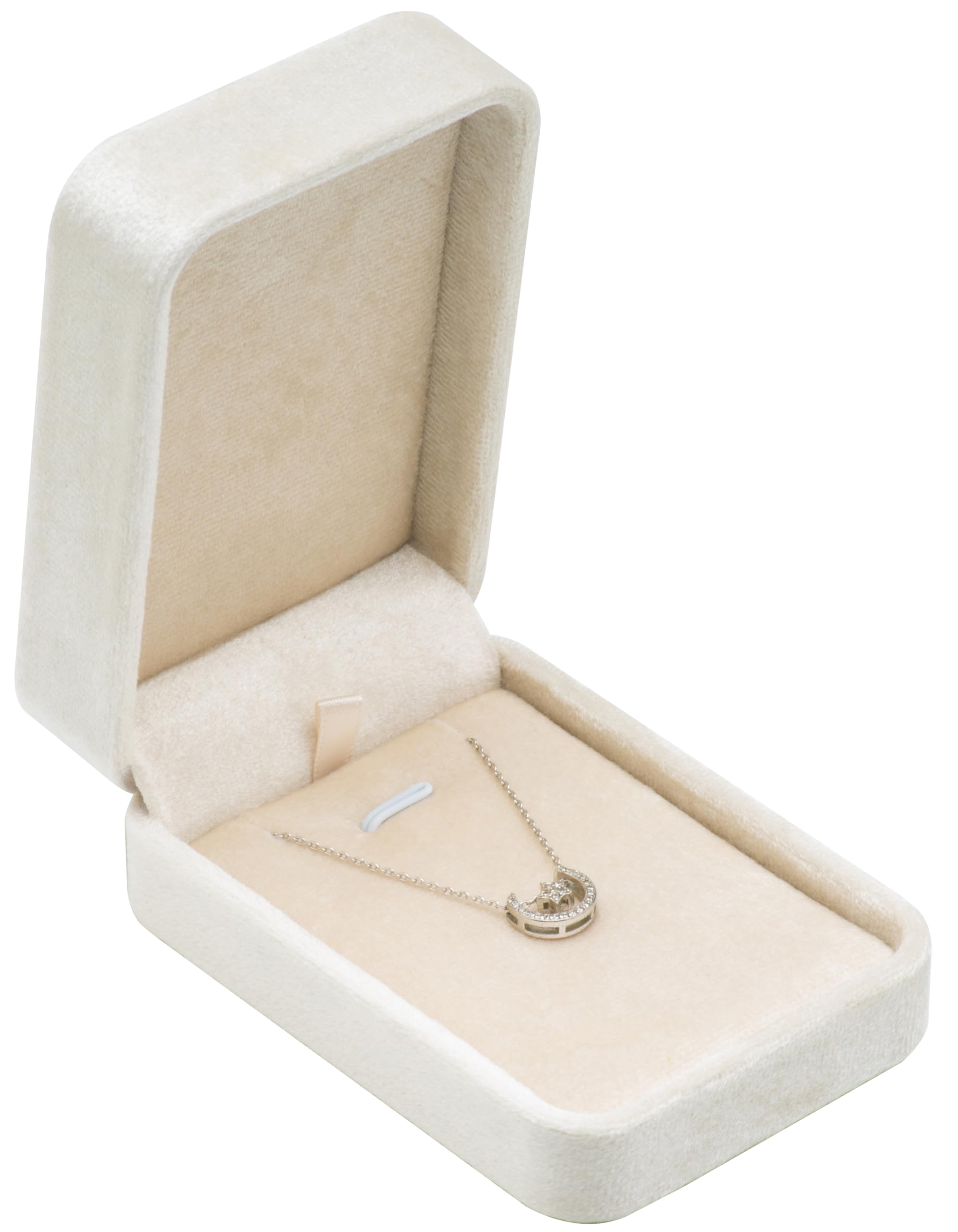 Velvet Jewelry Gift Box for Necklace & Pendant - Classic Beige Jewelry Storage Case | Perfect for Gifts, Travel & Home Organization
