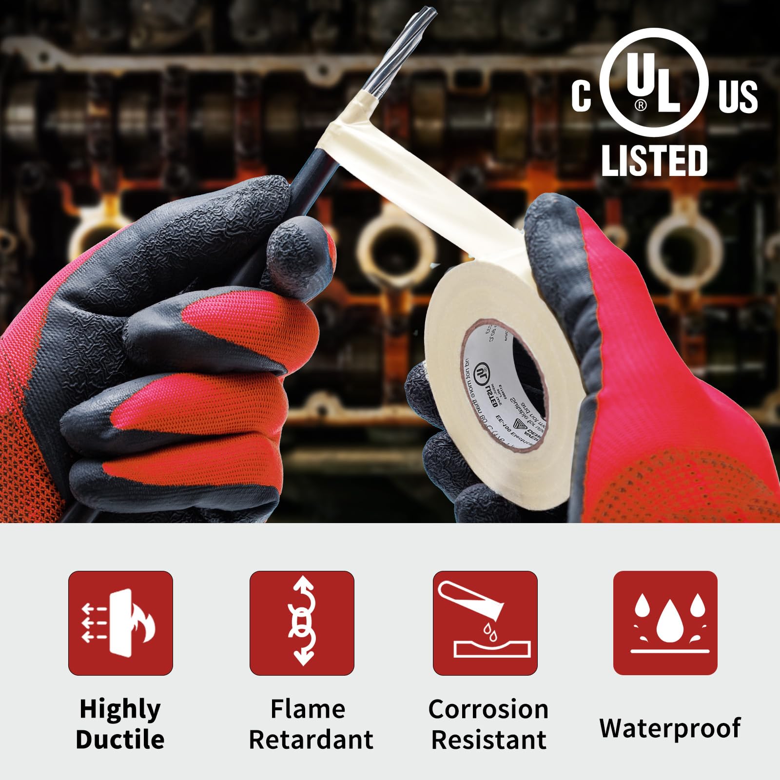 UL/CSA Listed White PVC Electrical Tape - ¾ in x 66 ft, 100 Rolls - Waterproof Insulating Vinyl Tape for Electrical Repairs, Automotive Wiring, HVAC & Equipment Maintenance - Perfect for Home DIY Projects, Electrician Tools & Industrial Applications