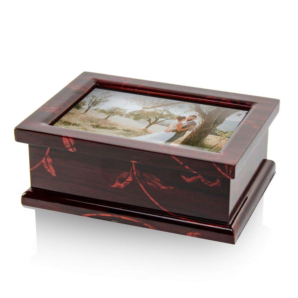Modern 30-Note 4x6 Photo Frame Musical Jewelry Box with Floral Motifs - Plays 'Come Back to Sorrento' - Perfect for Gifts, Home Decor & Keepsake Storage