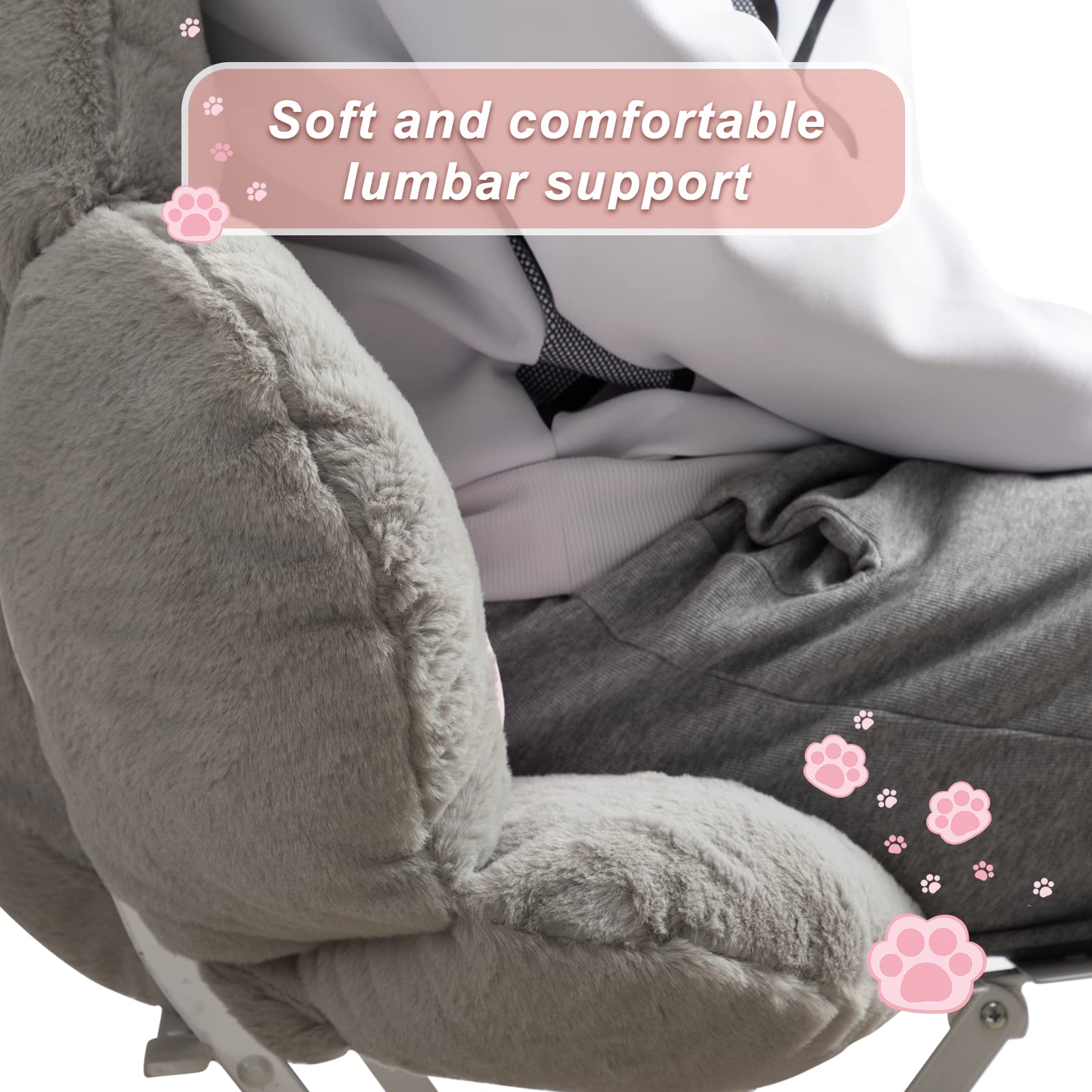 ALIMORDEN Large Cat Paw Cushion - Soft Plush Grey & Pink Seat Pad for Office Chair, Sofa, Floor - Comfortable Lazy Cushion for Home, Work & Relaxation