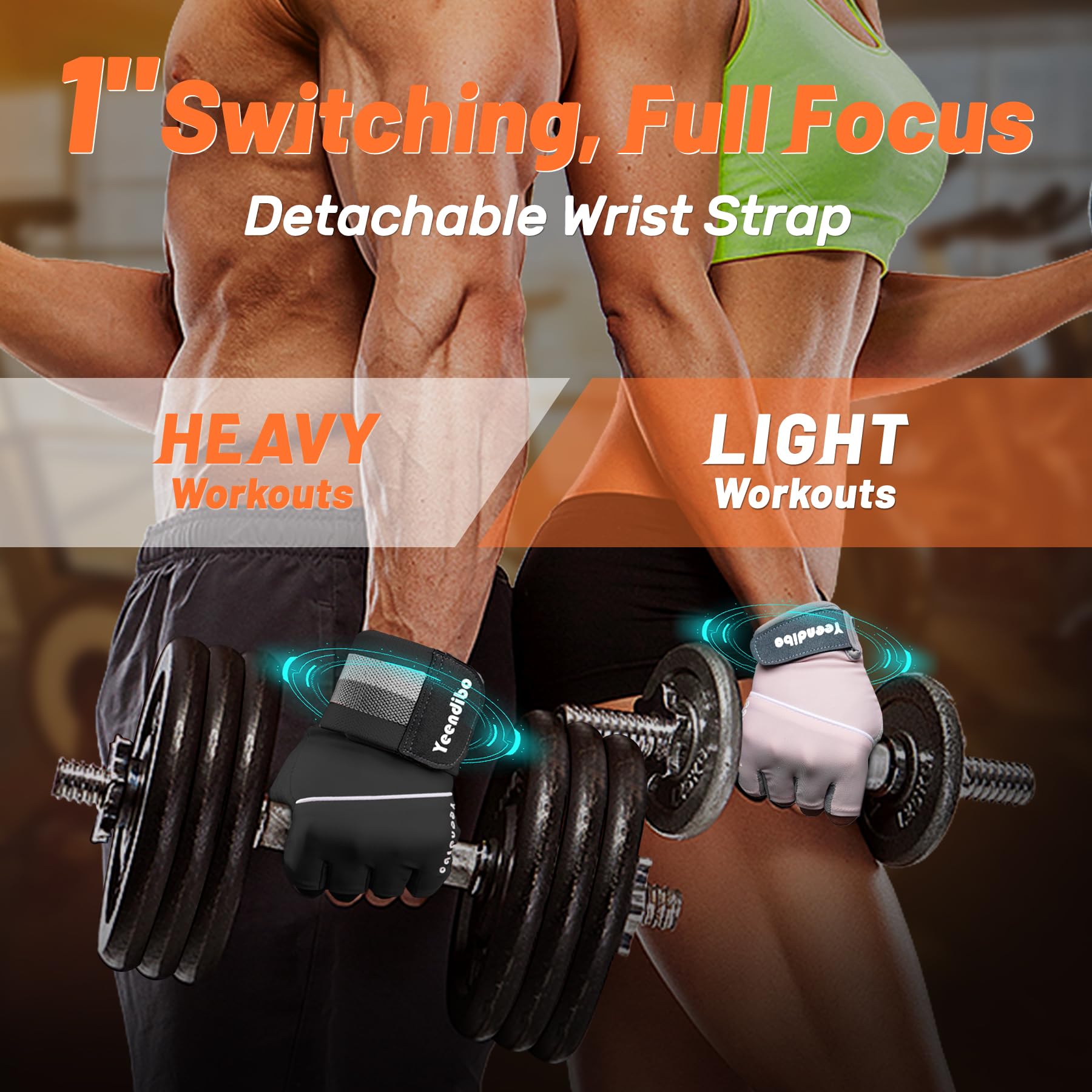 5-in-1 Workout Gloves for Men & Women - Premium Grip Weight Lifting Gloves with Detachable Wrist Strap & Mesh Bag - Ideal for Gym, CrossFit, and Home Workouts - Full Hand Protection & Enhanced Performance