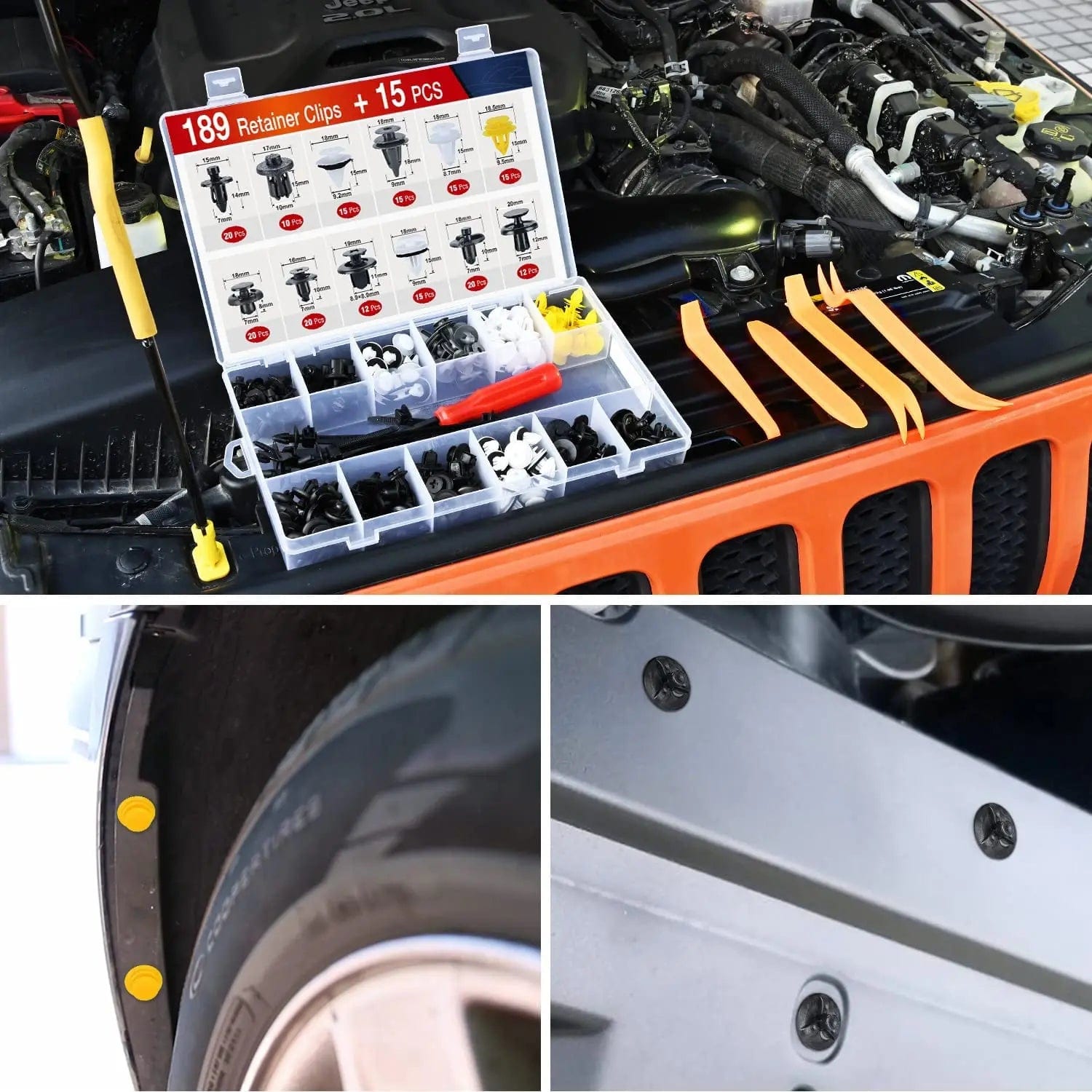 204 Pcs Car Bumper Retainer Clips Push Fastener Kit - Universal Auto Body Panel Clips for Car Bumper, Fender, Grill & Trim Repair - Perfect for DIY Auto Body Work & Professional Mechanics