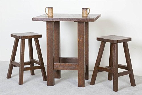 Rustic Dark Barnwood Bar Stool - Handcrafted Wooden Counter Height Stool for Kitchen Island, Breakfast Nook & Home Bar Decor