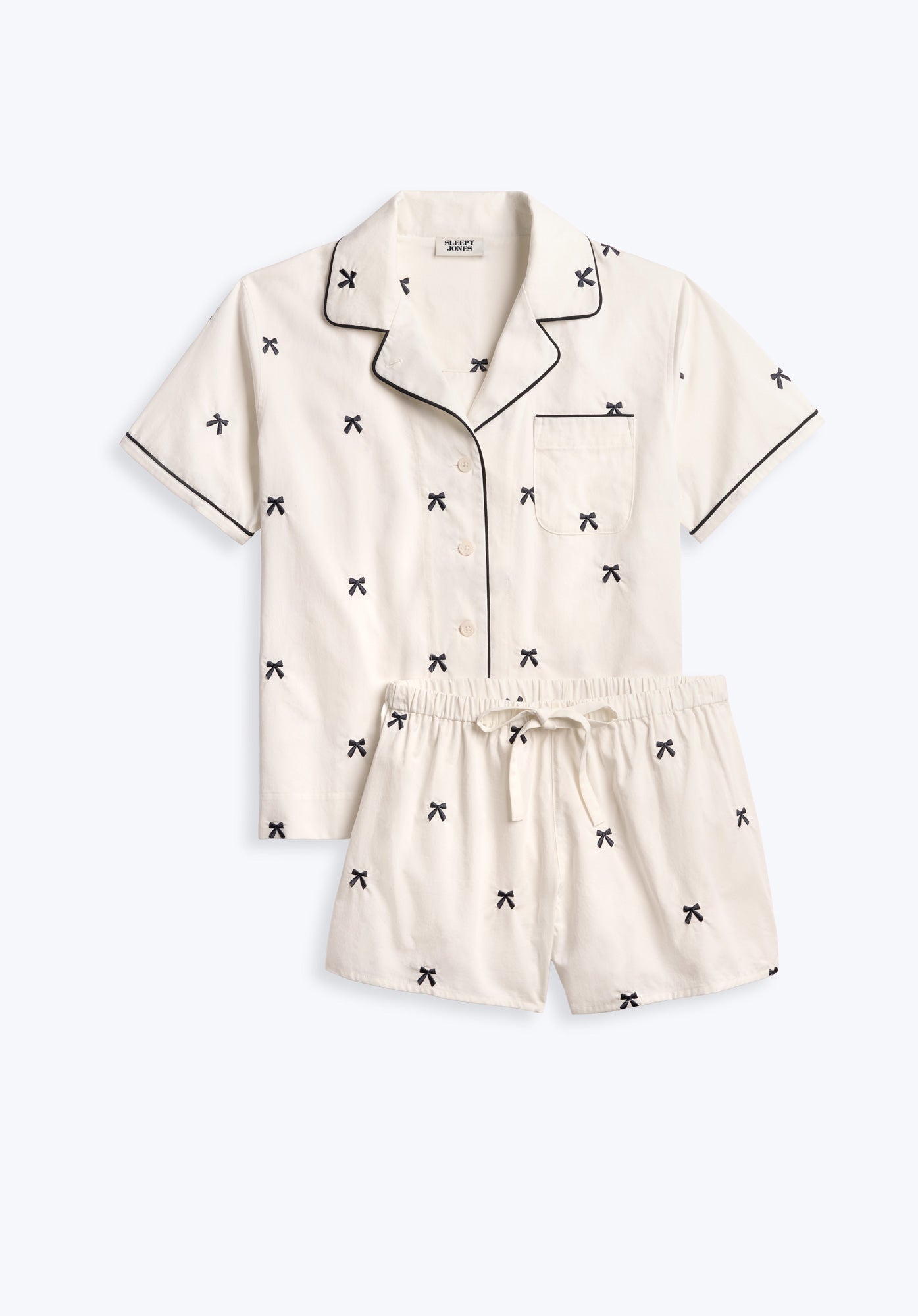 Navy Embroidered Bows