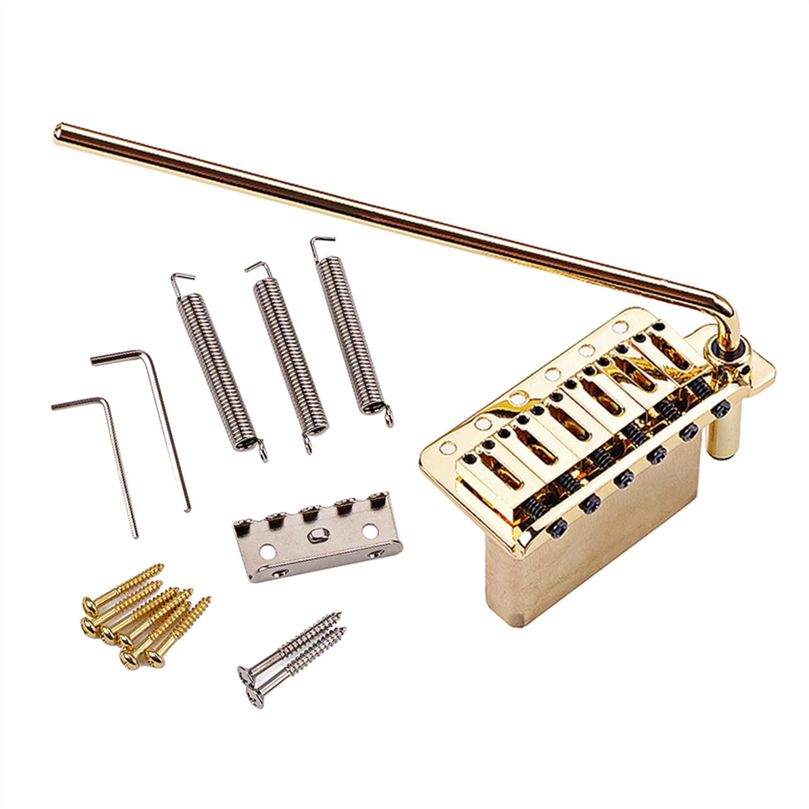 6 String Tremolo System Bridge - Noiseless Spring for Electric Guitar - Golden Guitar Parts Bridge - Perfect for Rock, Blues & Metal Performances